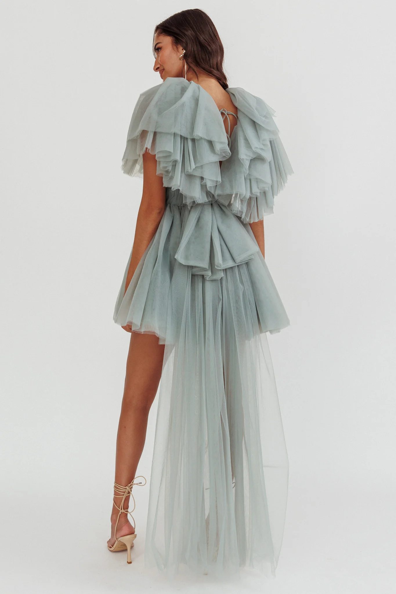 Star Power Tulle Train Mini Dress Pistachio - Image 3