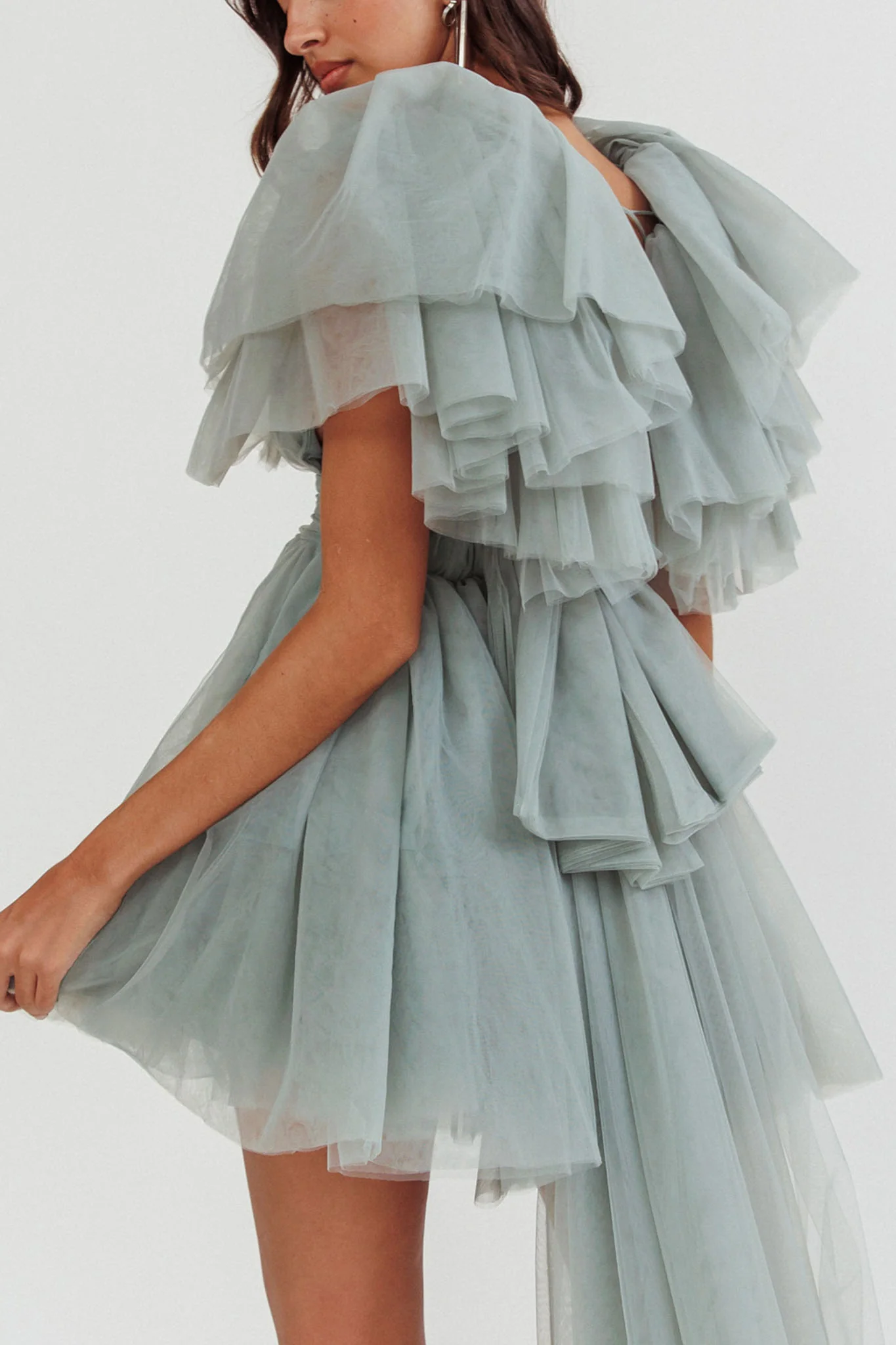Star Power Tulle Train Mini Dress Pistachio - Image 5