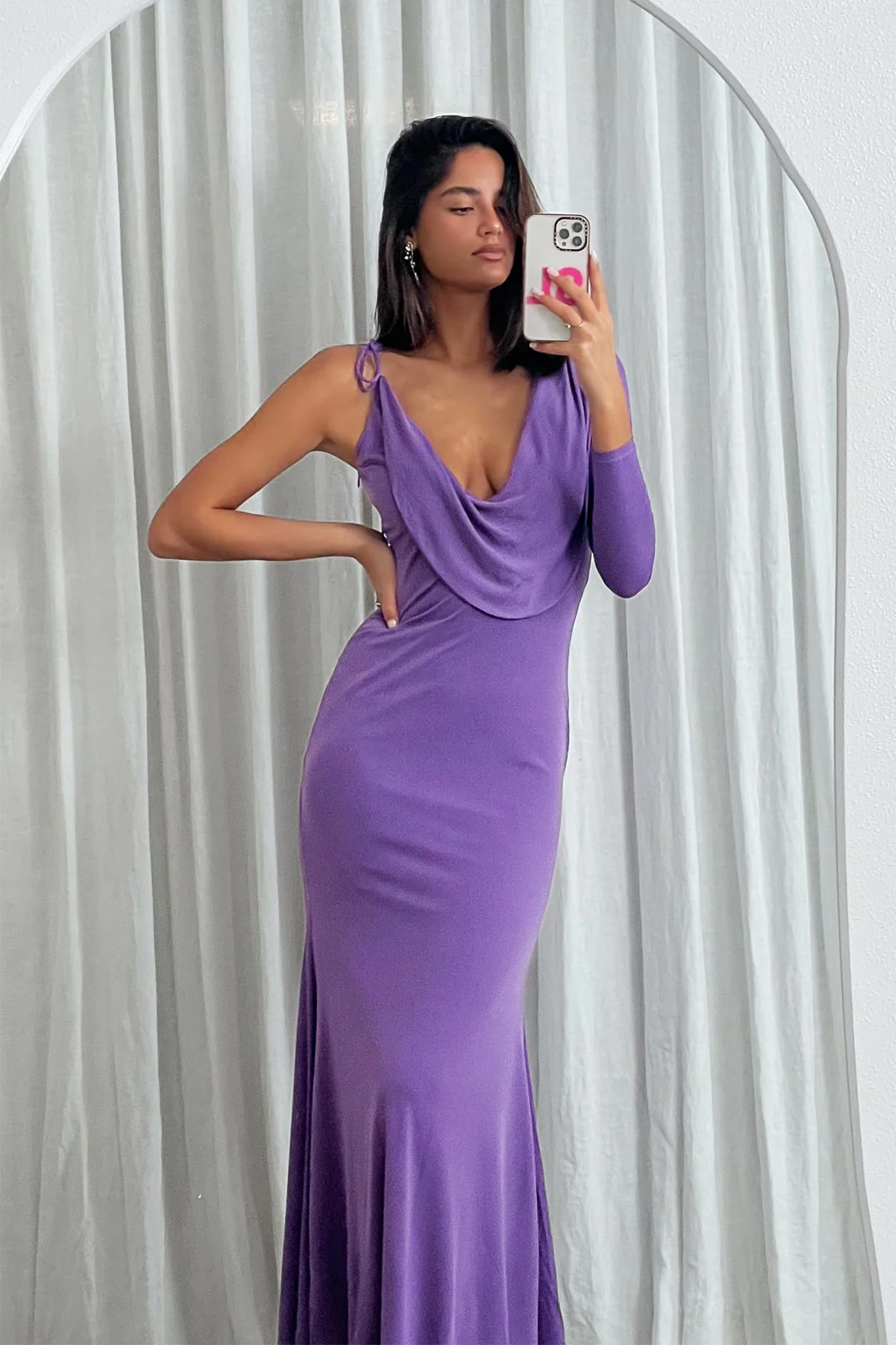 Star Walker One Sleeve Maxi Dress Purple - Image 2