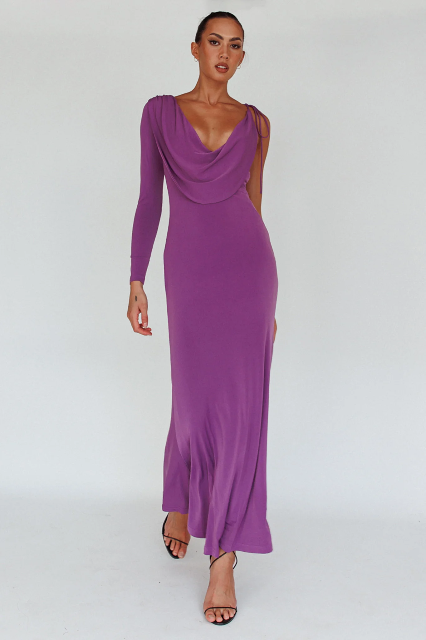 Star Walker One Sleeve Maxi Dress Purple - Image 6