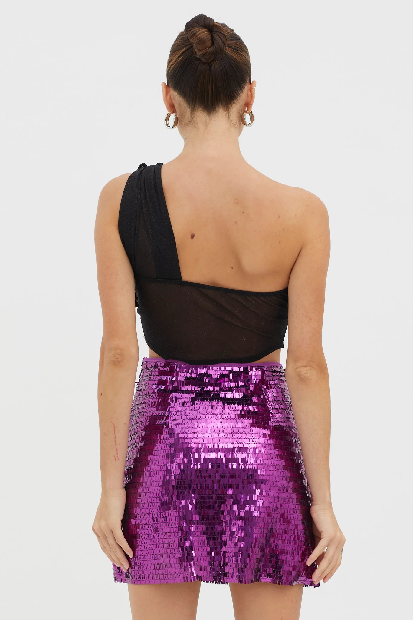 Starry December Sequin Mini Skirt Purple - Image 3