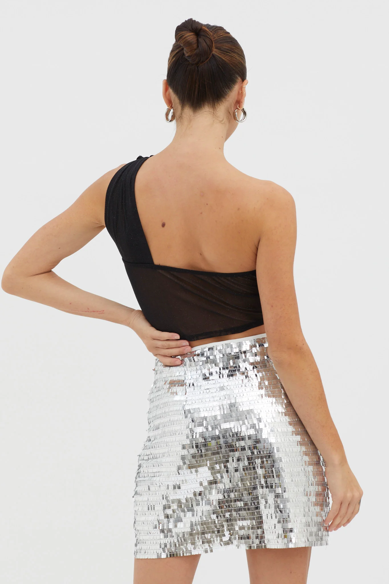 Starry December Sequin Mini Skirt Silver - Image 3