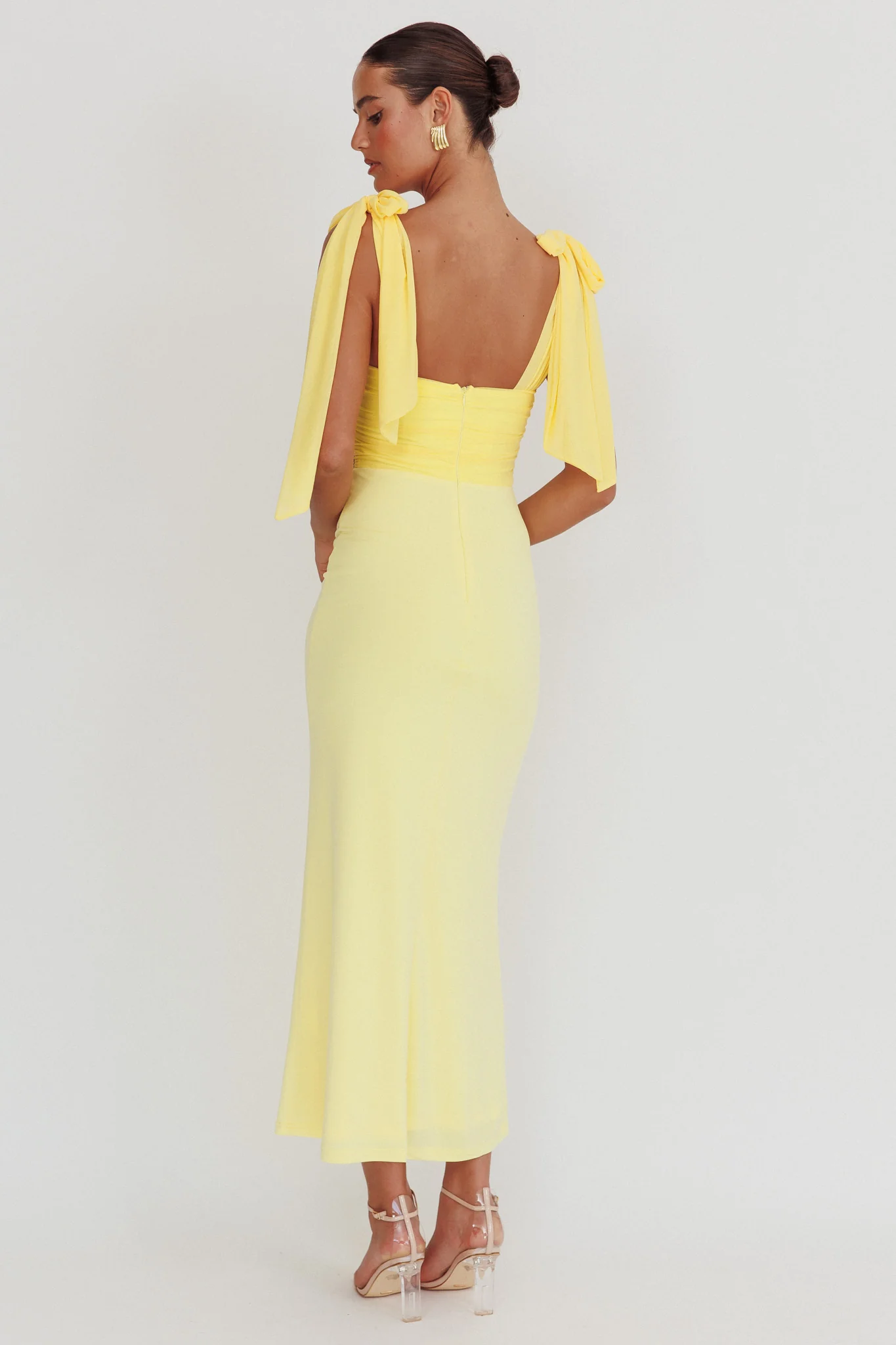 Starry Eyed Mesh Waist Maxi Dress Lemon - Image 2
