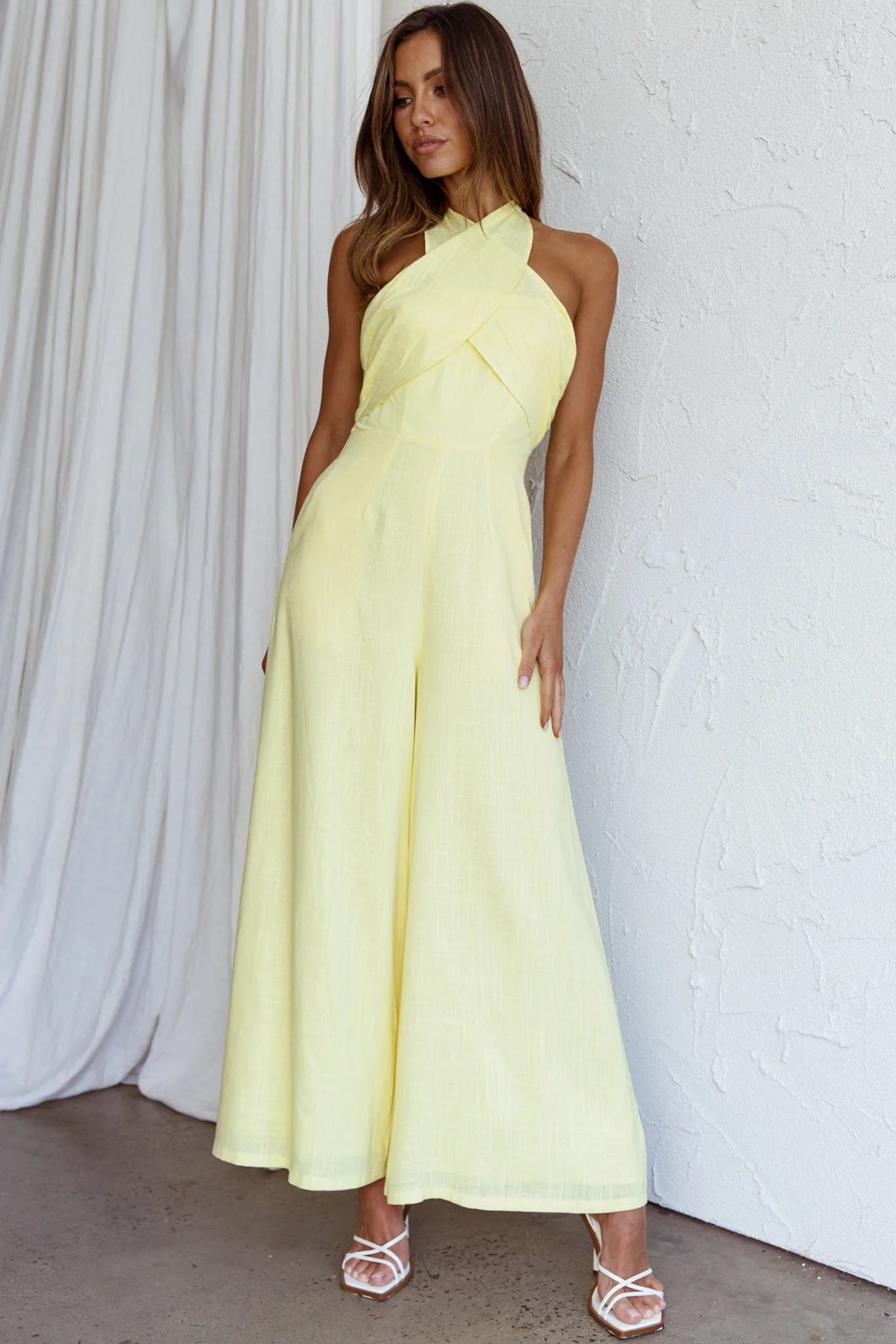 Stars Align Halterneck Jumpsuit Lemon - Image 5