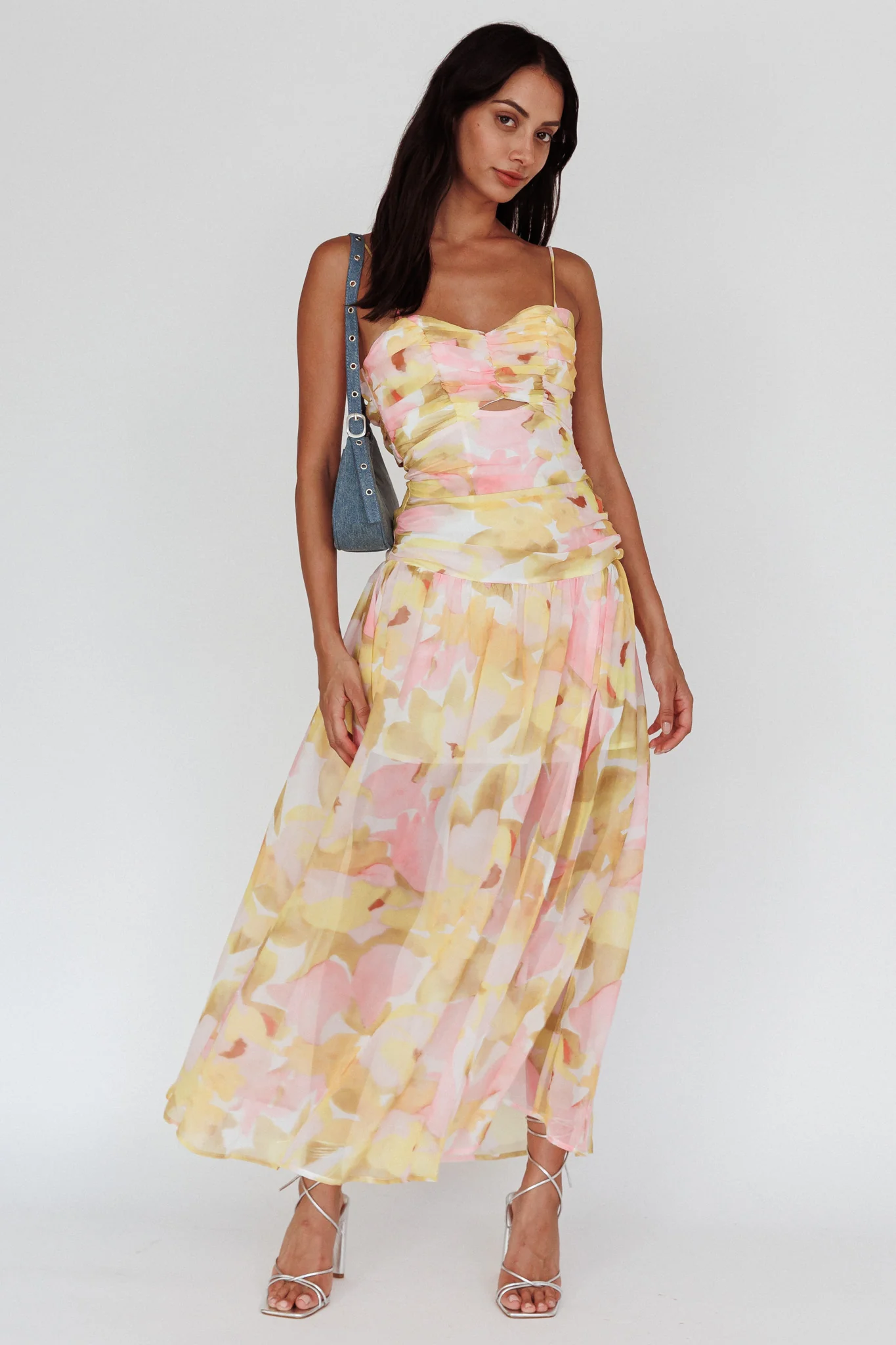 Stars Are Blind Tied Back Midi Dress Floral Pink - Image 2