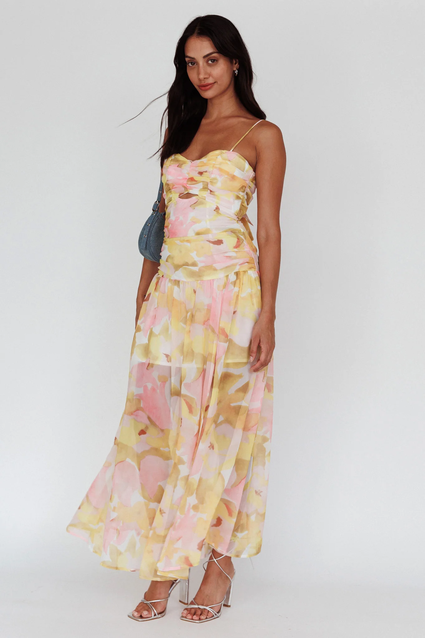 Stars Are Blind Tied Back Midi Dress Floral Pink - Image 3
