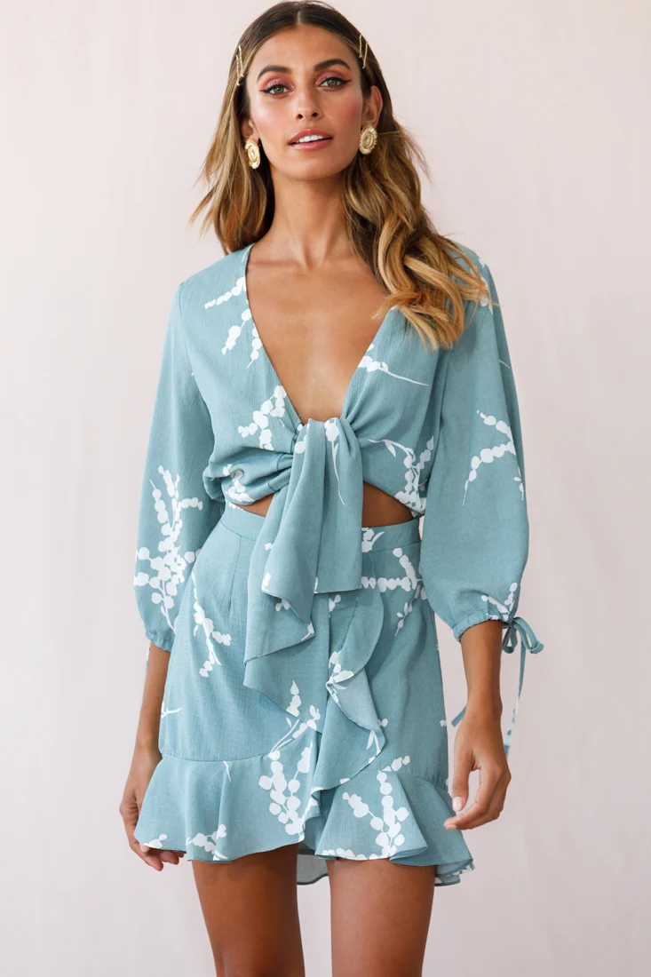 Stavroulla Tie-Front Three Quarter Sleeve Dress Sage - Image 6