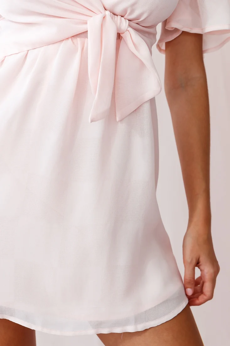 Stealing Hearts Flutter Sleeve Wrap Front Dress Pink - Image 4