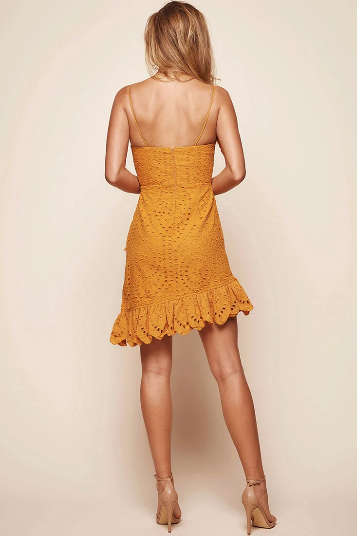 Stevie Zigzag Ruffle Dress Mustard - Image 5