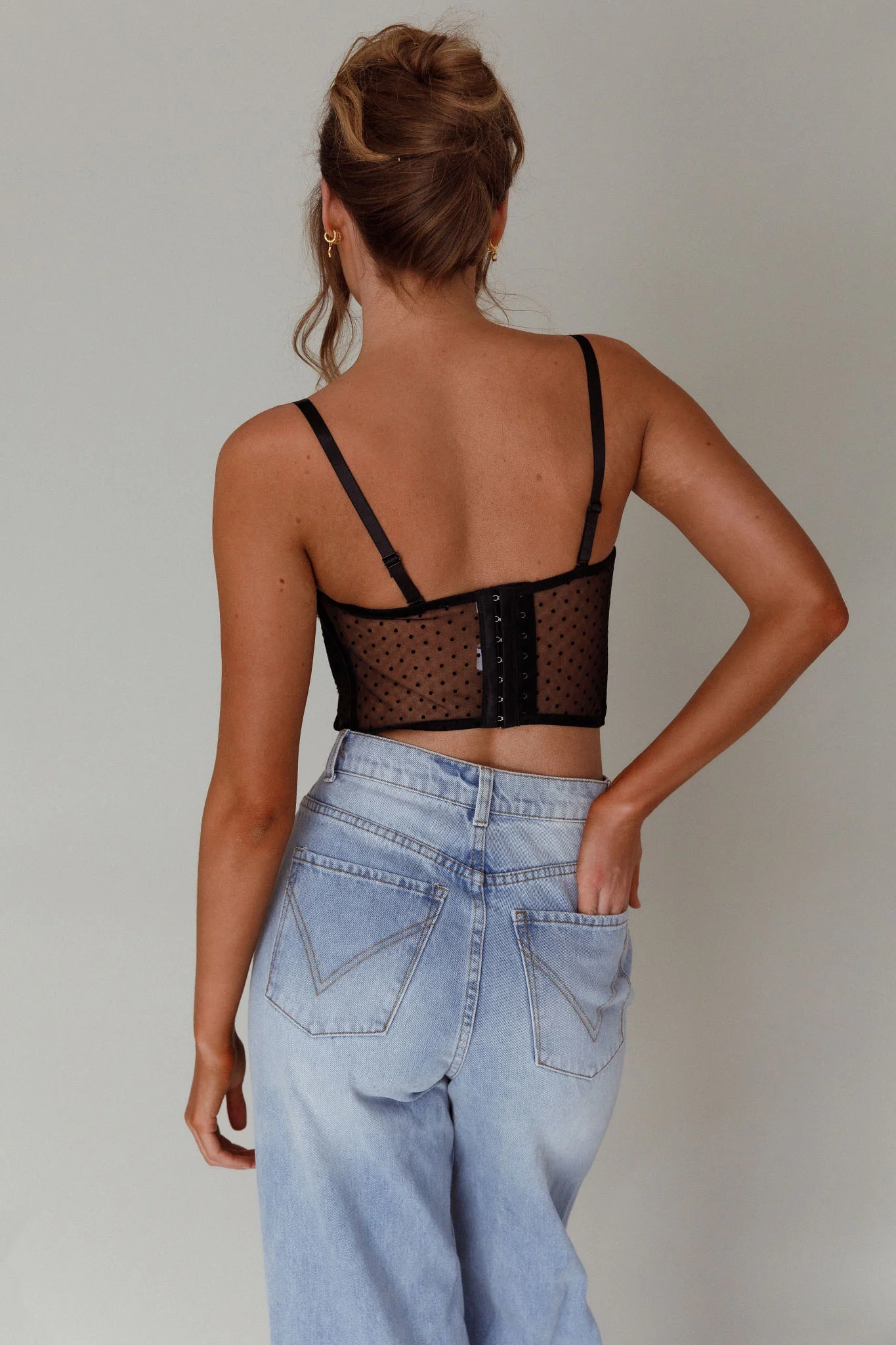 Stop And Stare Diamante Trim Crop Top Black - Image 2
