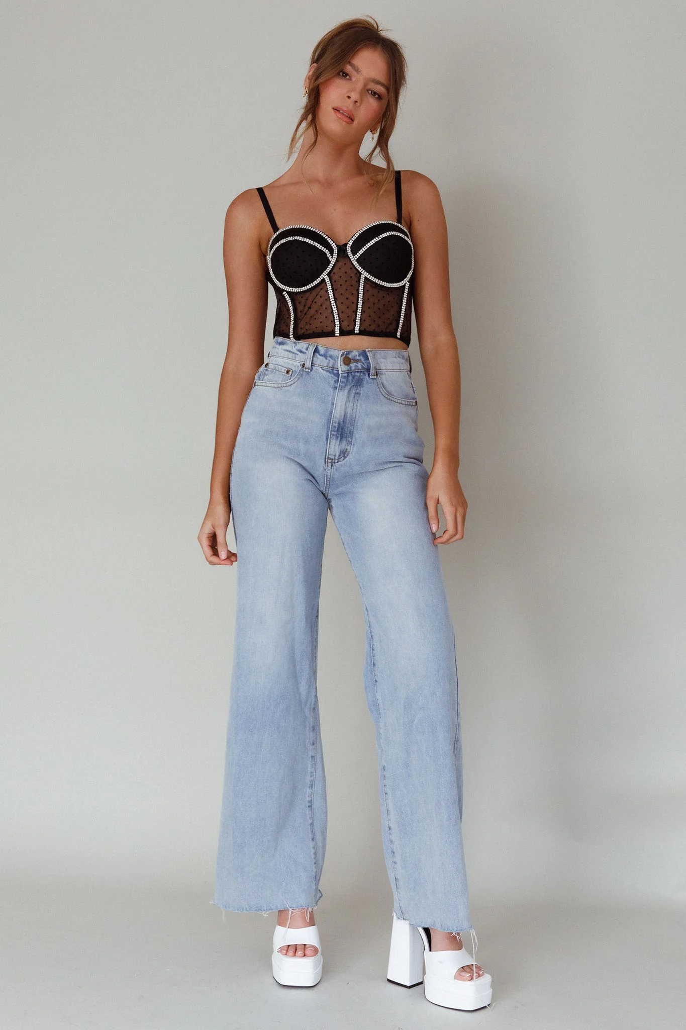 Stop And Stare Diamante Trim Crop Top Black - Image 6