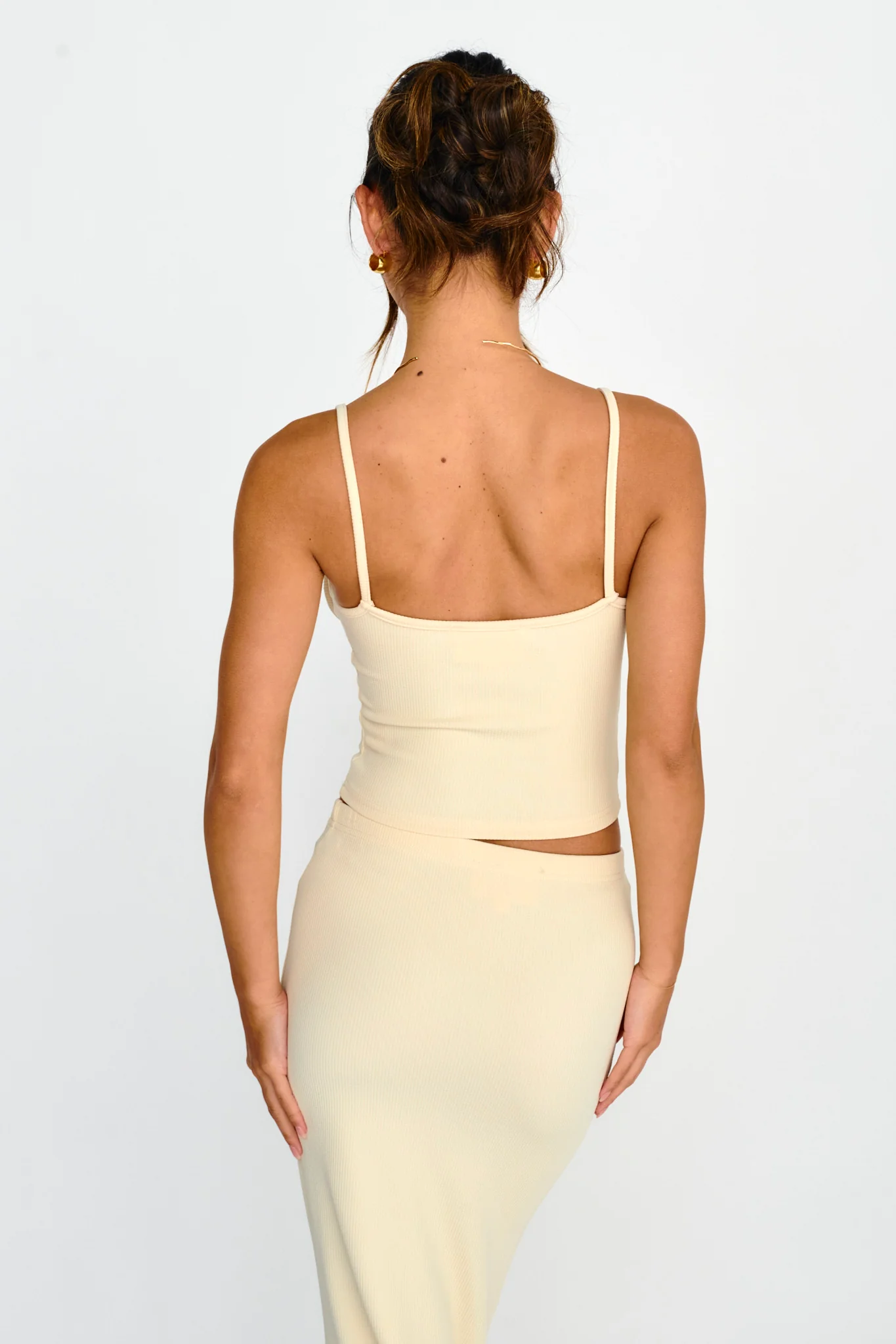 Strike A Pose Ribbed Crop Top Cream - Image 2