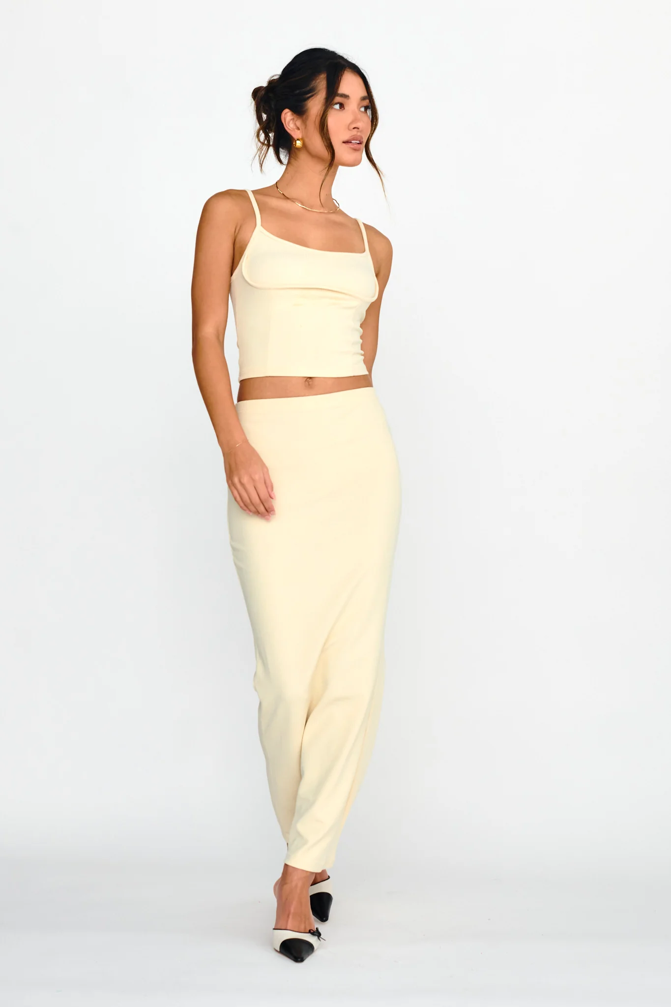 Strike A Pose Ribbed Maxi Skirt Cream - Image 5