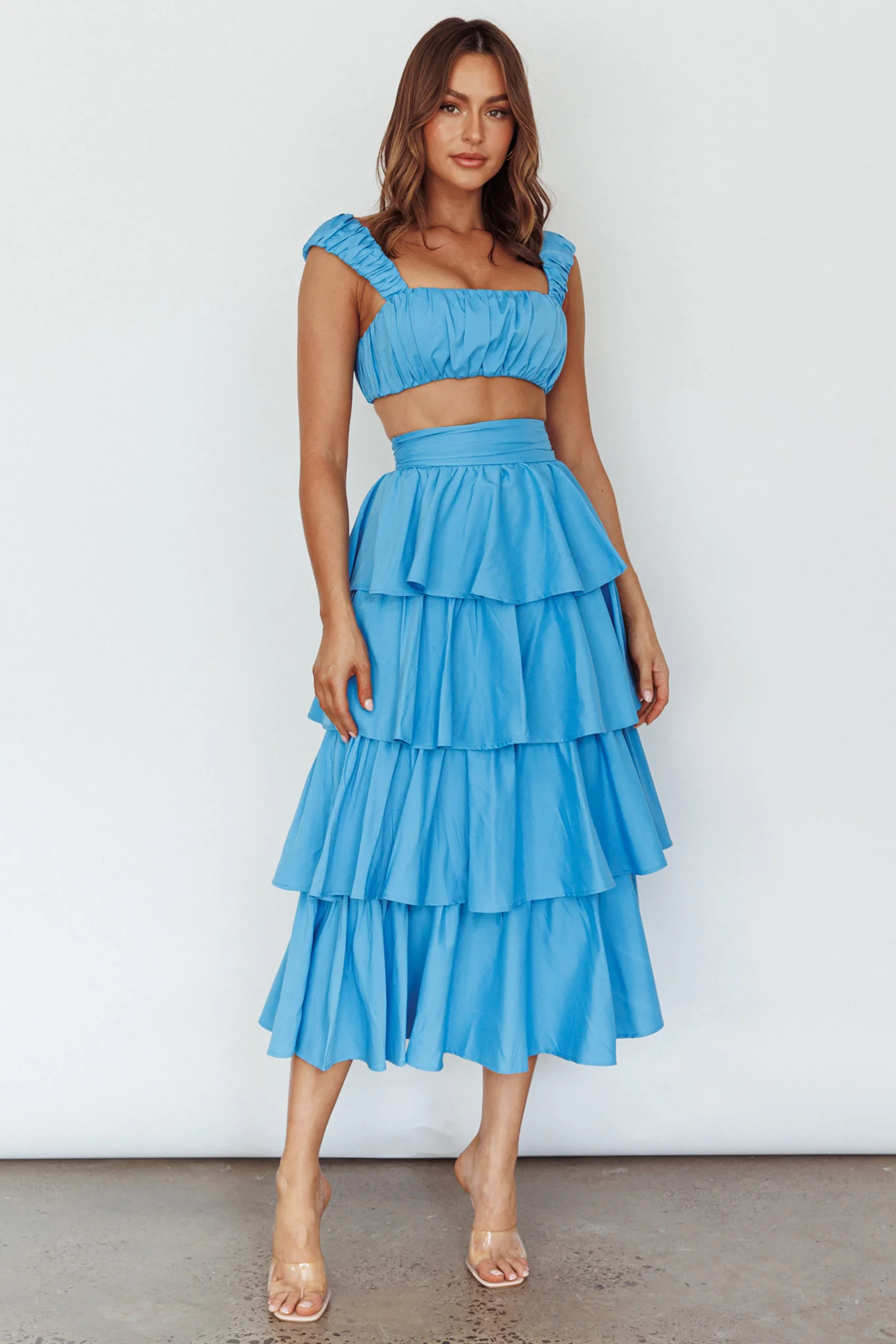 Suenito Tiered Frill Maxi Skirt Blue - Image 2