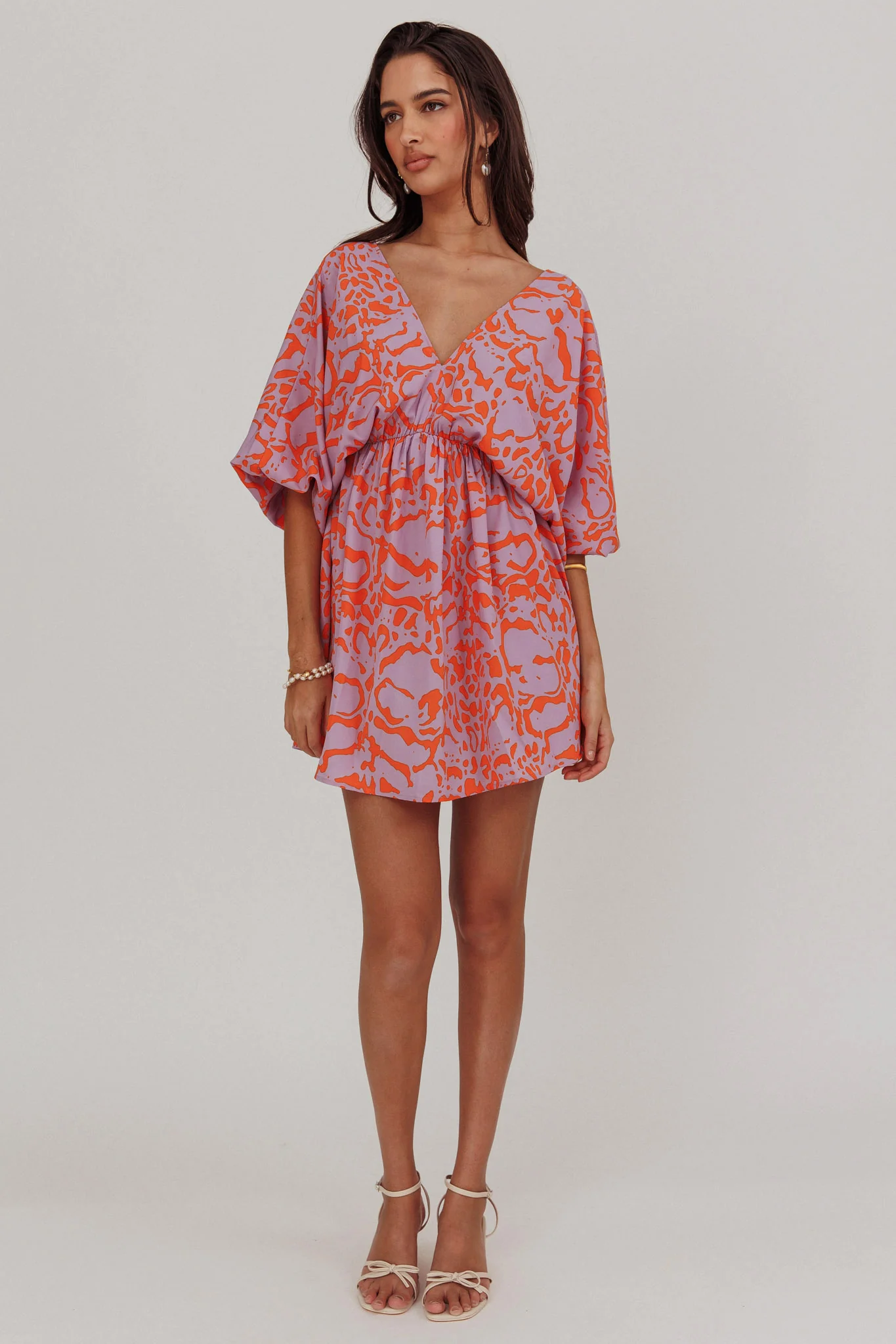 Sugar Coat Print Puff Sleeves Mini Dress Lavender - Image 3