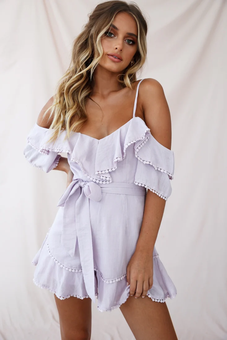 Sugar Sugar Off-Shoulder Trim Detail Romper Blush - Image 2