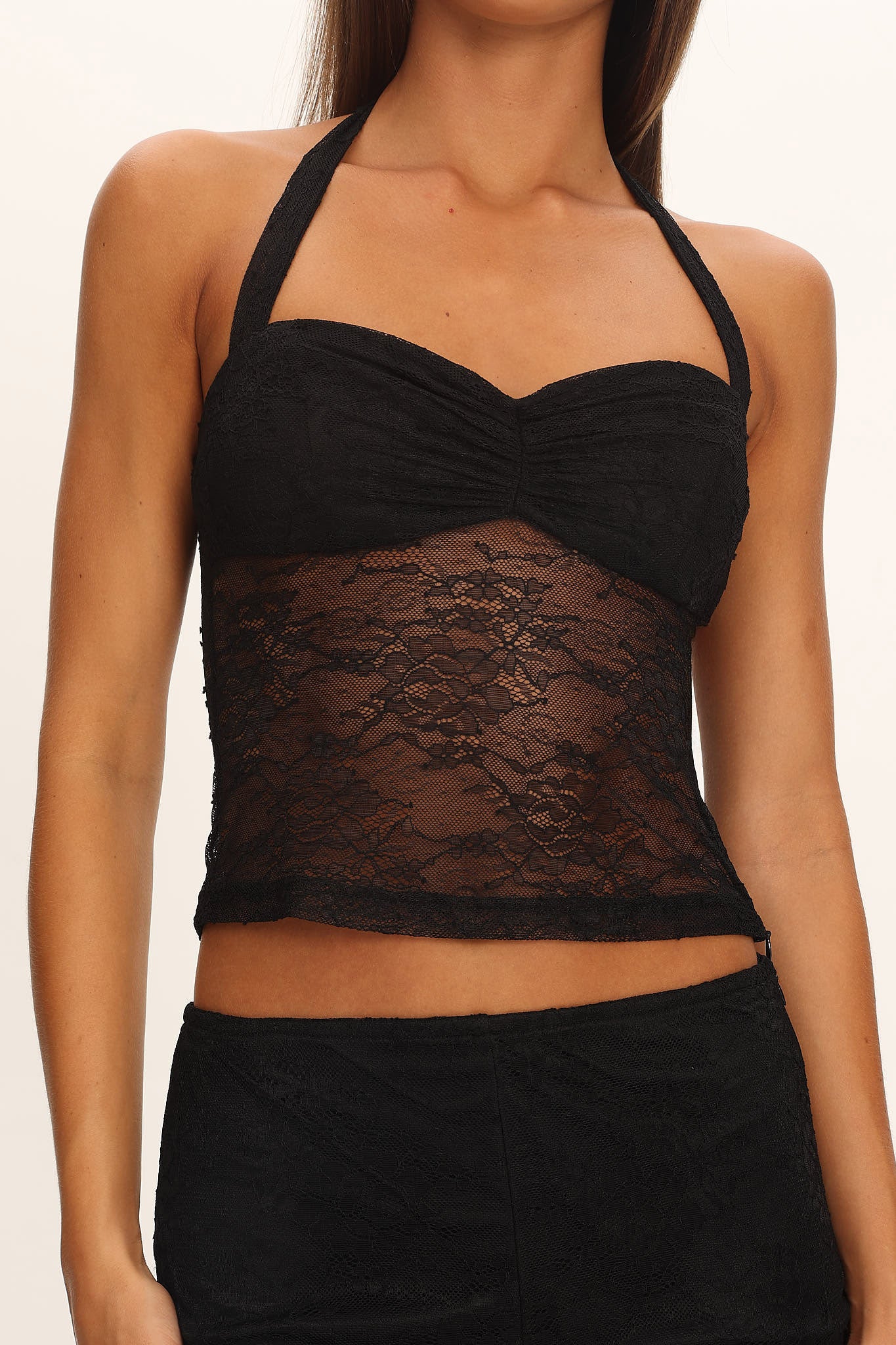 Sugarberry Lace Halter Top Black - Image 3