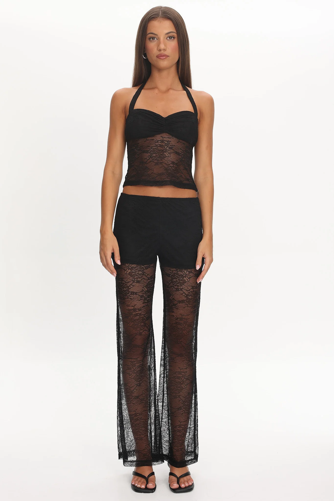 Sugarberry Lace Halter Top Black - Image 4