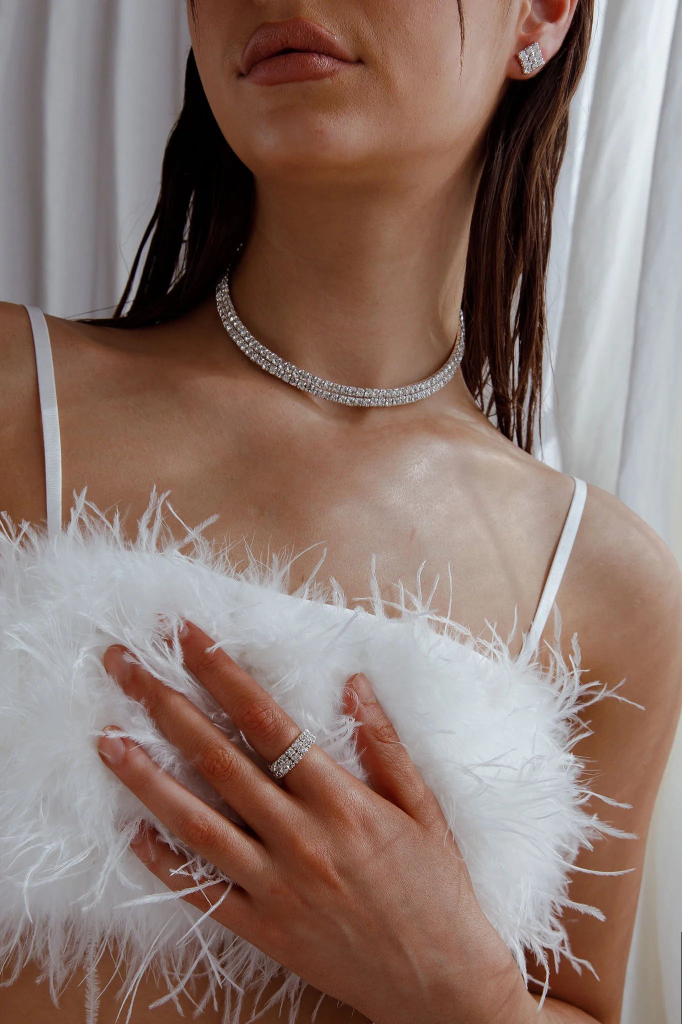 Suite Life Diamante Earrings, Ring and Necklace Set Silver - Image 4