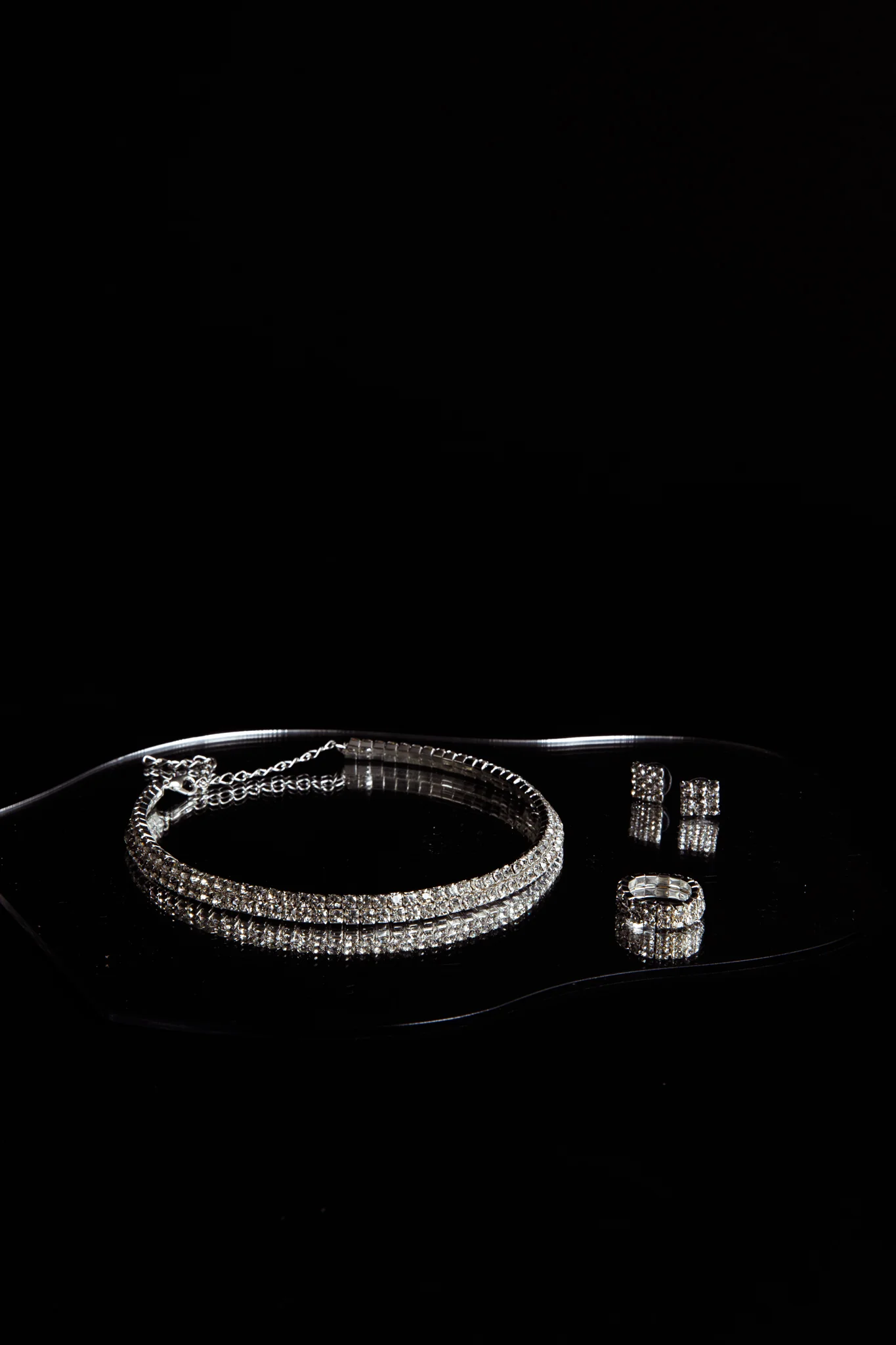 Suite Life Diamante Earrings, Ring and Necklace Set Silver - Image 5