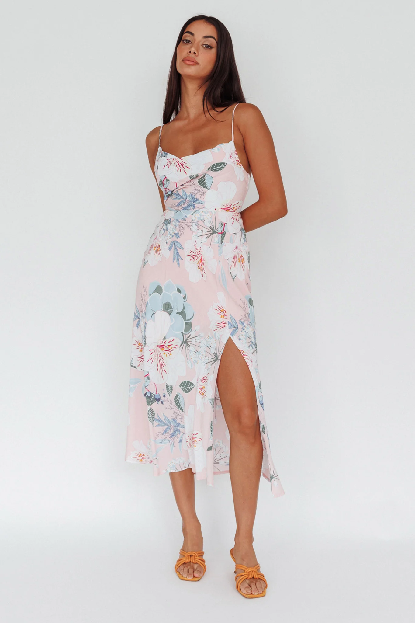 Suki Front Split Midi Dress Lily Light Pink - Image 5