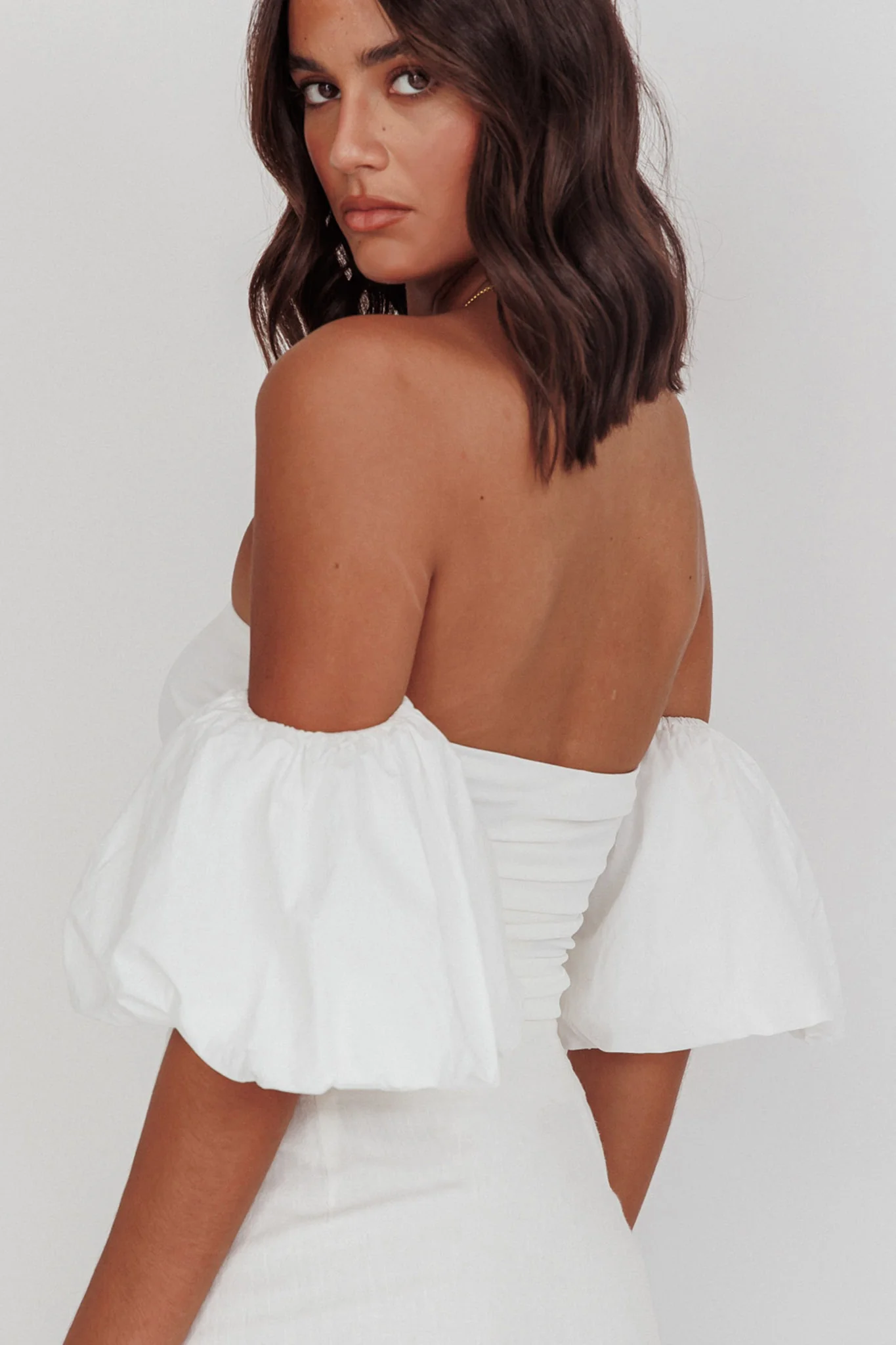 Summer Fridays Puff Sleeve Crop Top White - Image 2