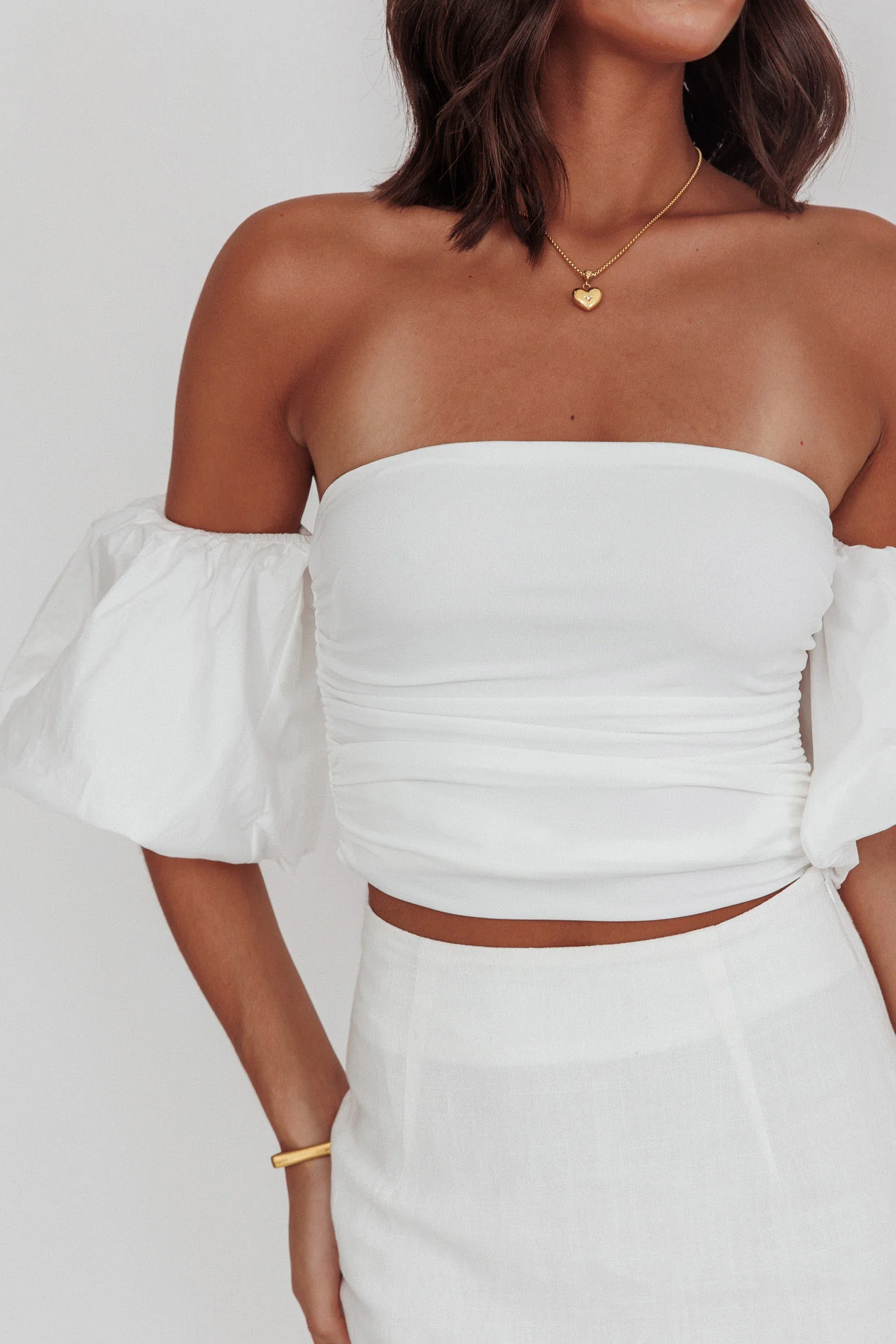 Summer Fridays Puff Sleeve Crop Top White - Image 5