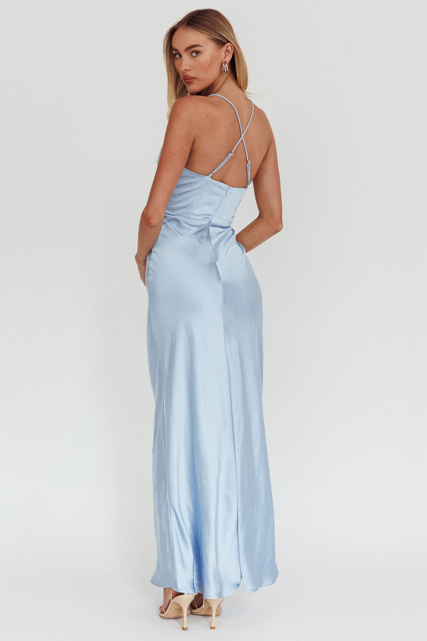 Summer Of Love Lace Trim Maxi Dress Blue - Image 3
