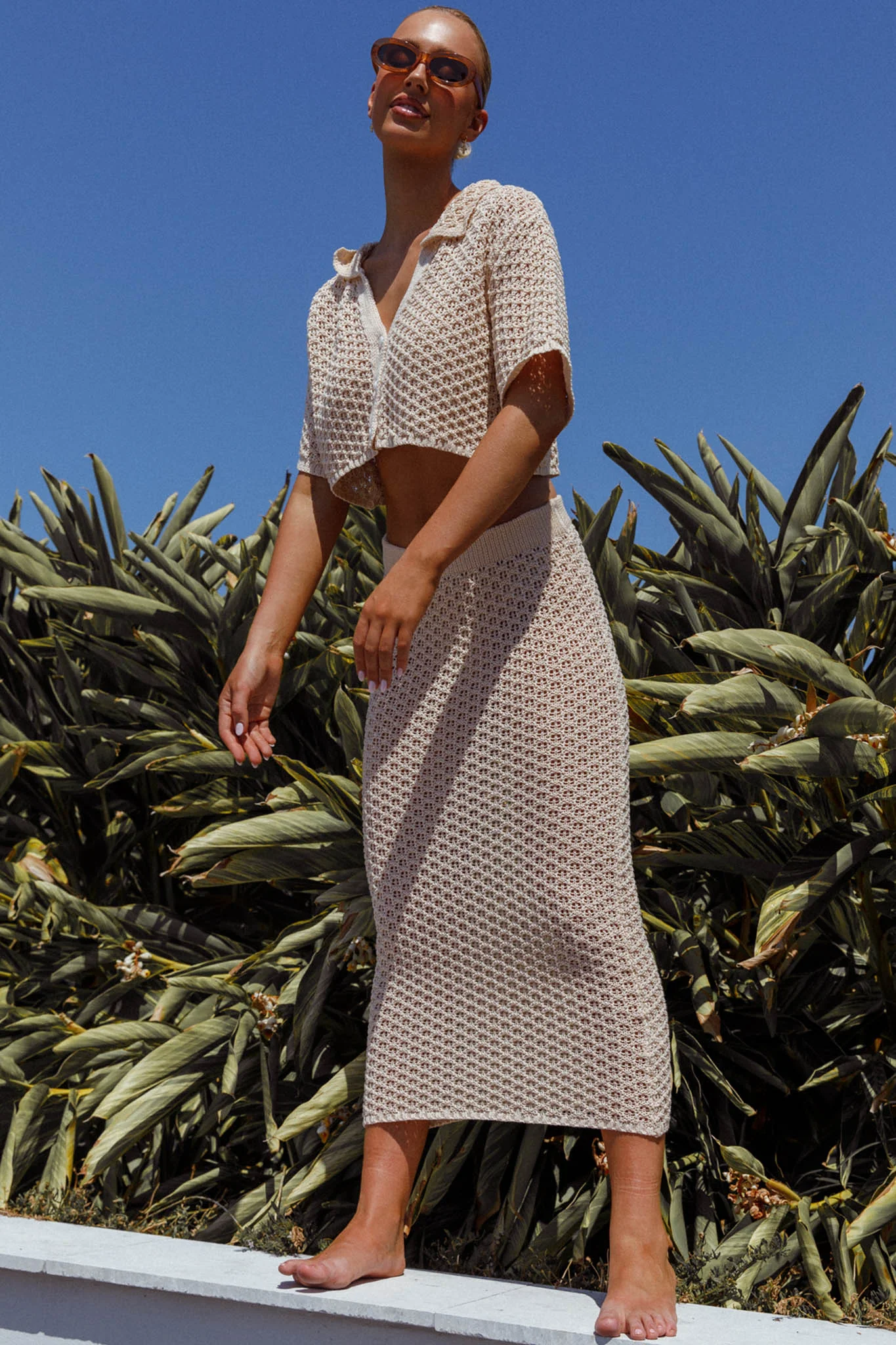 Summer Sunset Crochet Maxi Skirt Oat - Image 6