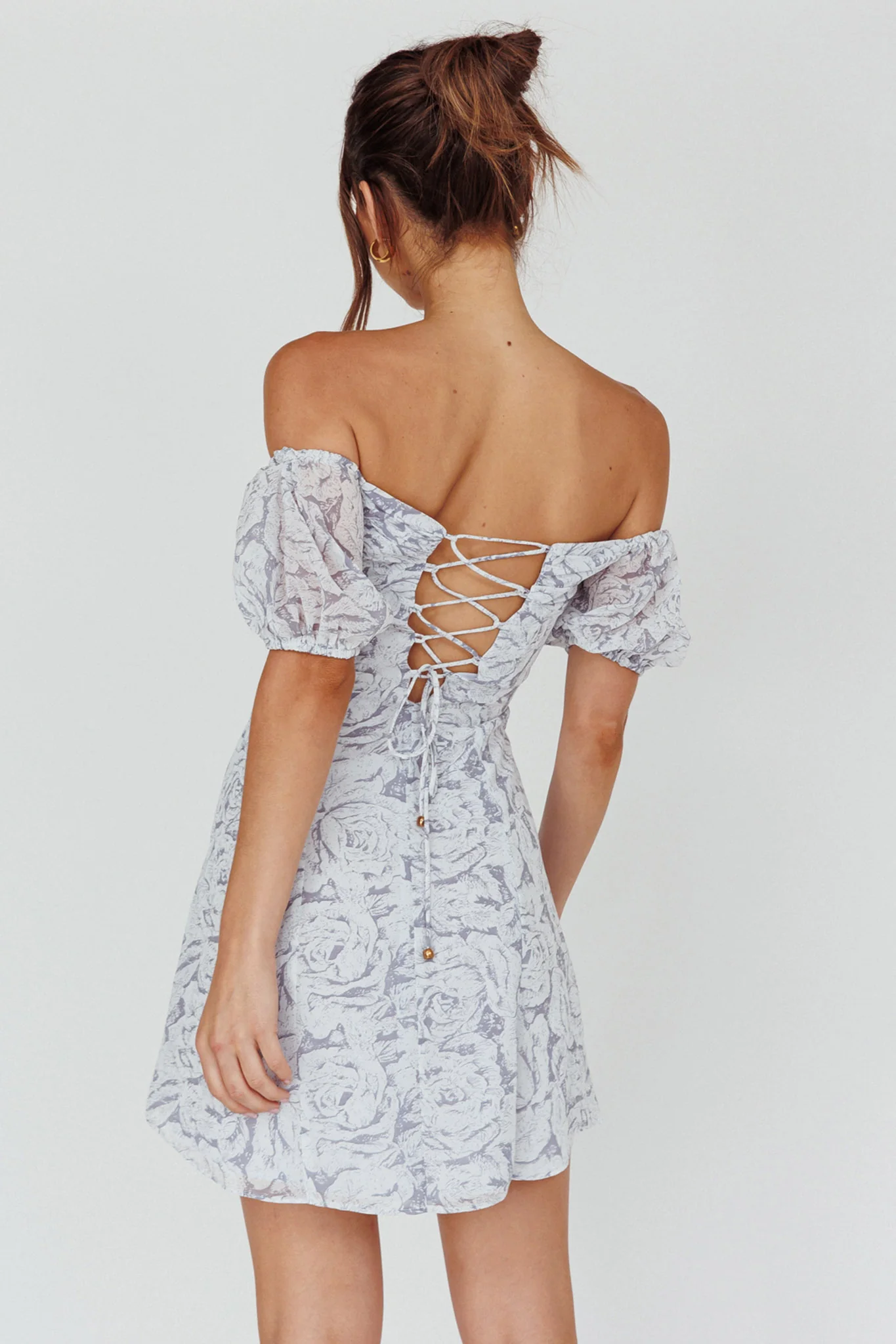 Summer To Remember Lace-Up Back Dress Floral Ink - Image 2