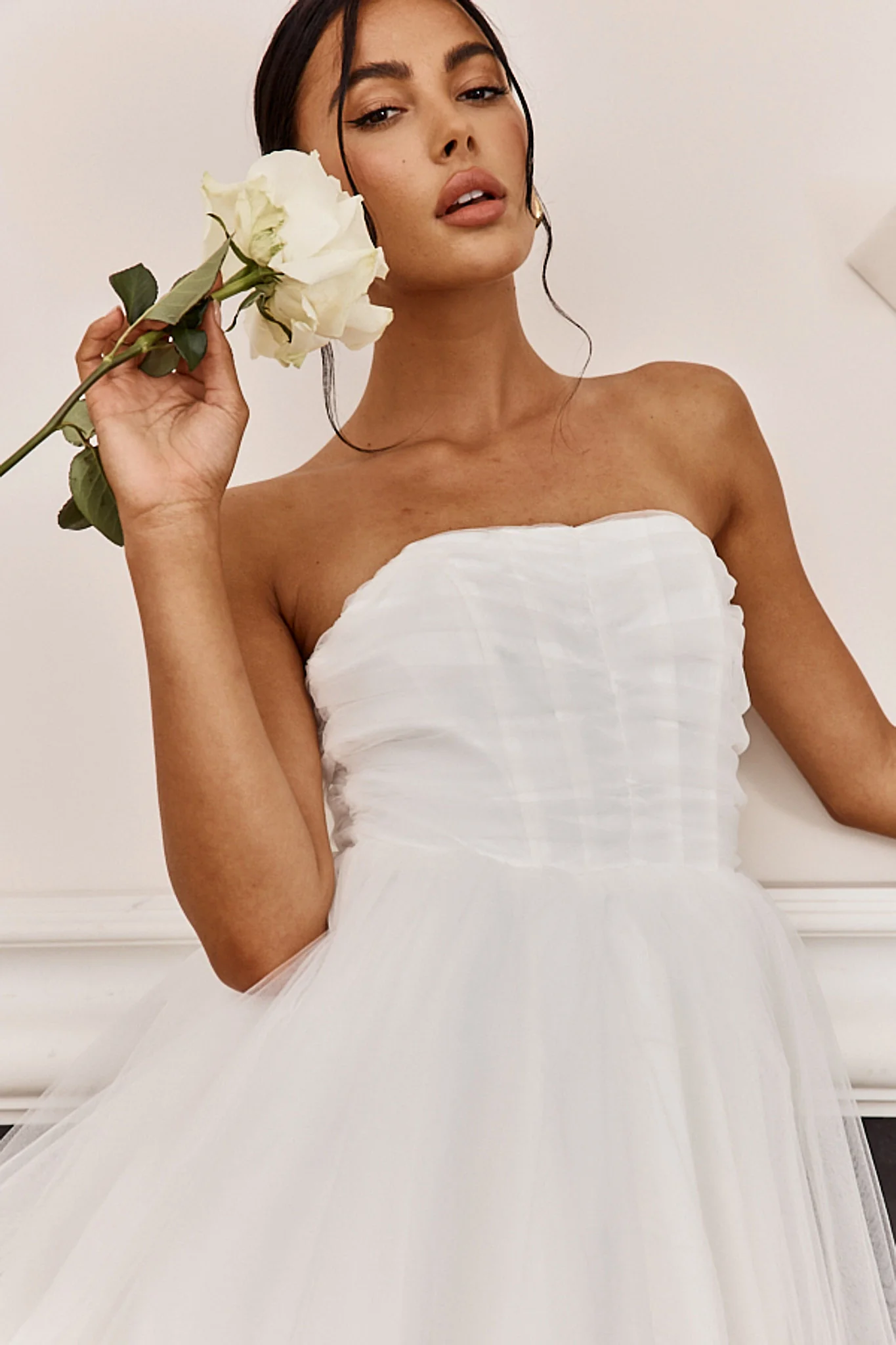 Summerlake Strapless Tulle Mini Dress Off White - Image 5