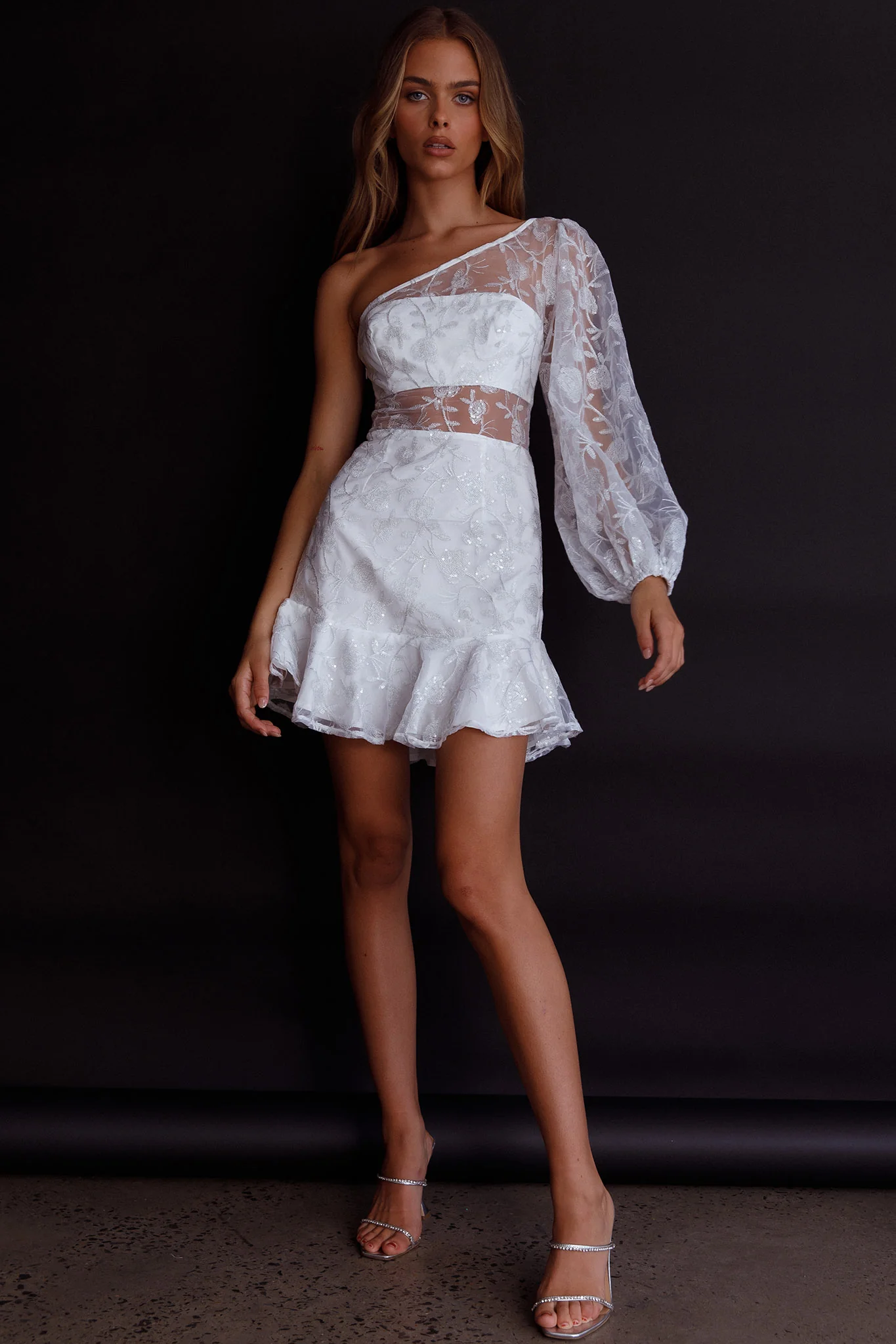 Summerville One-Shoulder Embellished Dress White - Image 4