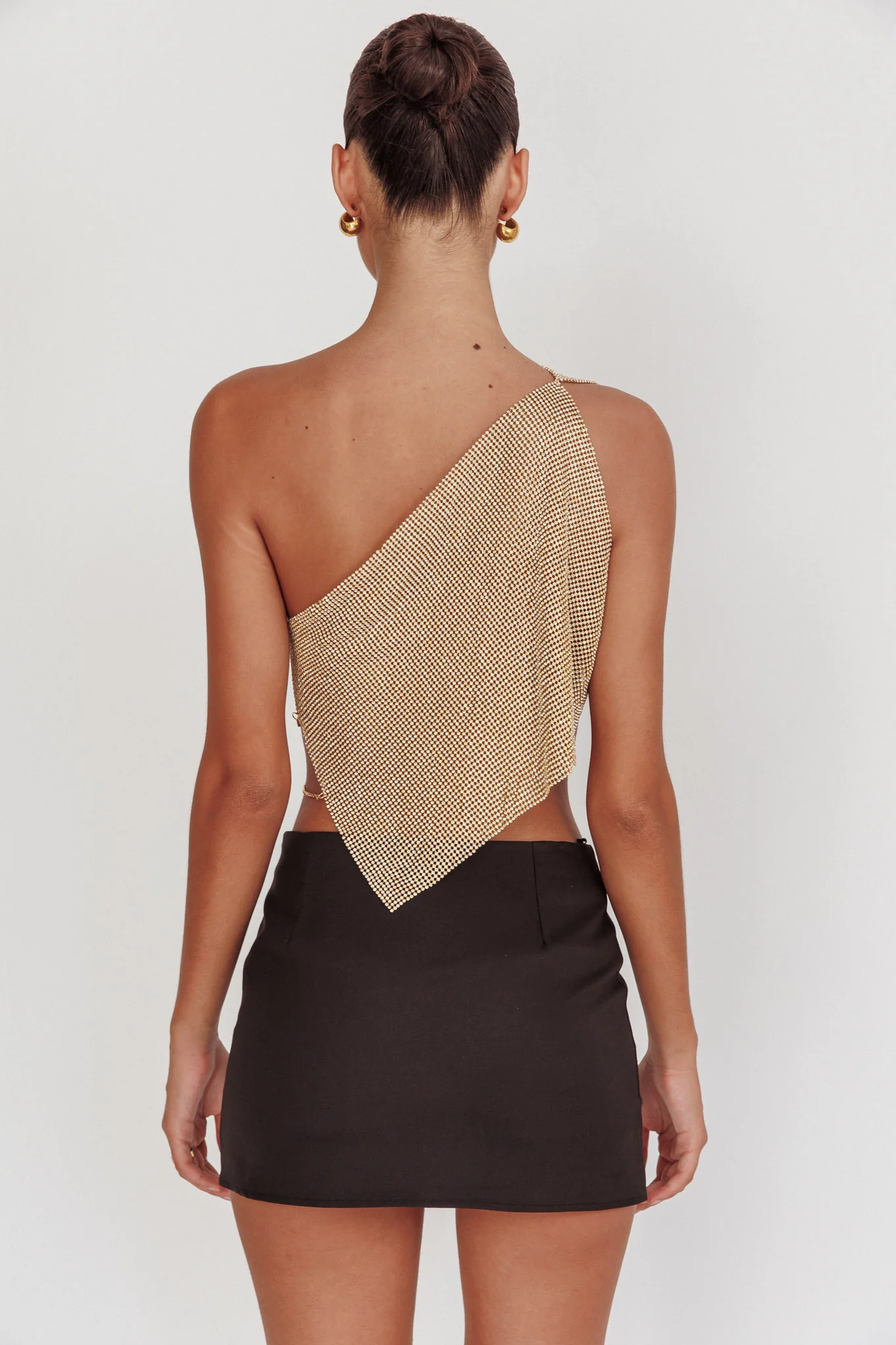 Sun Dial One Shoulder Diamante Top Gold - Image 3