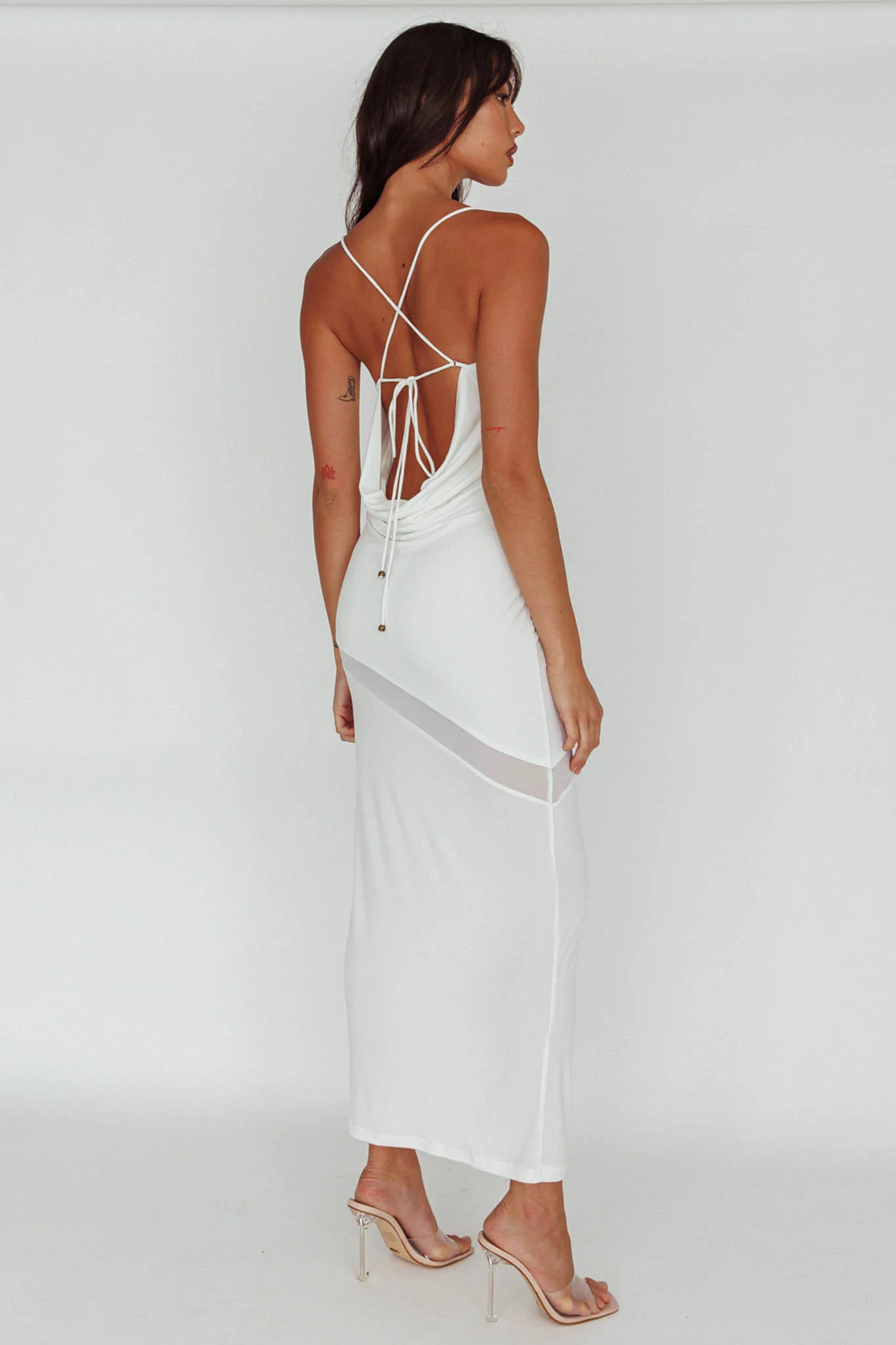 Sun Kissed Cowl Tied Back Maxi Dress White - Image 3
