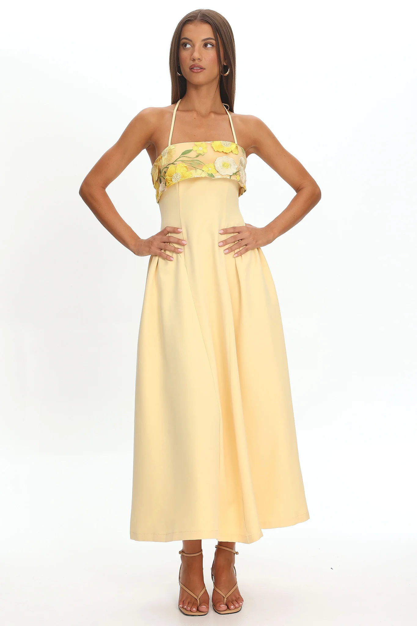 Sunbeam Kiss Foldover Floral Bust Maxi Dress Butter - Image 4
