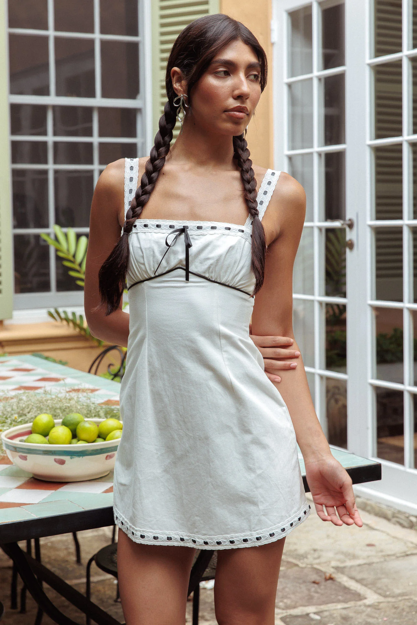 Sunbeam Ribbon Trim Mini Dress White - Image 5