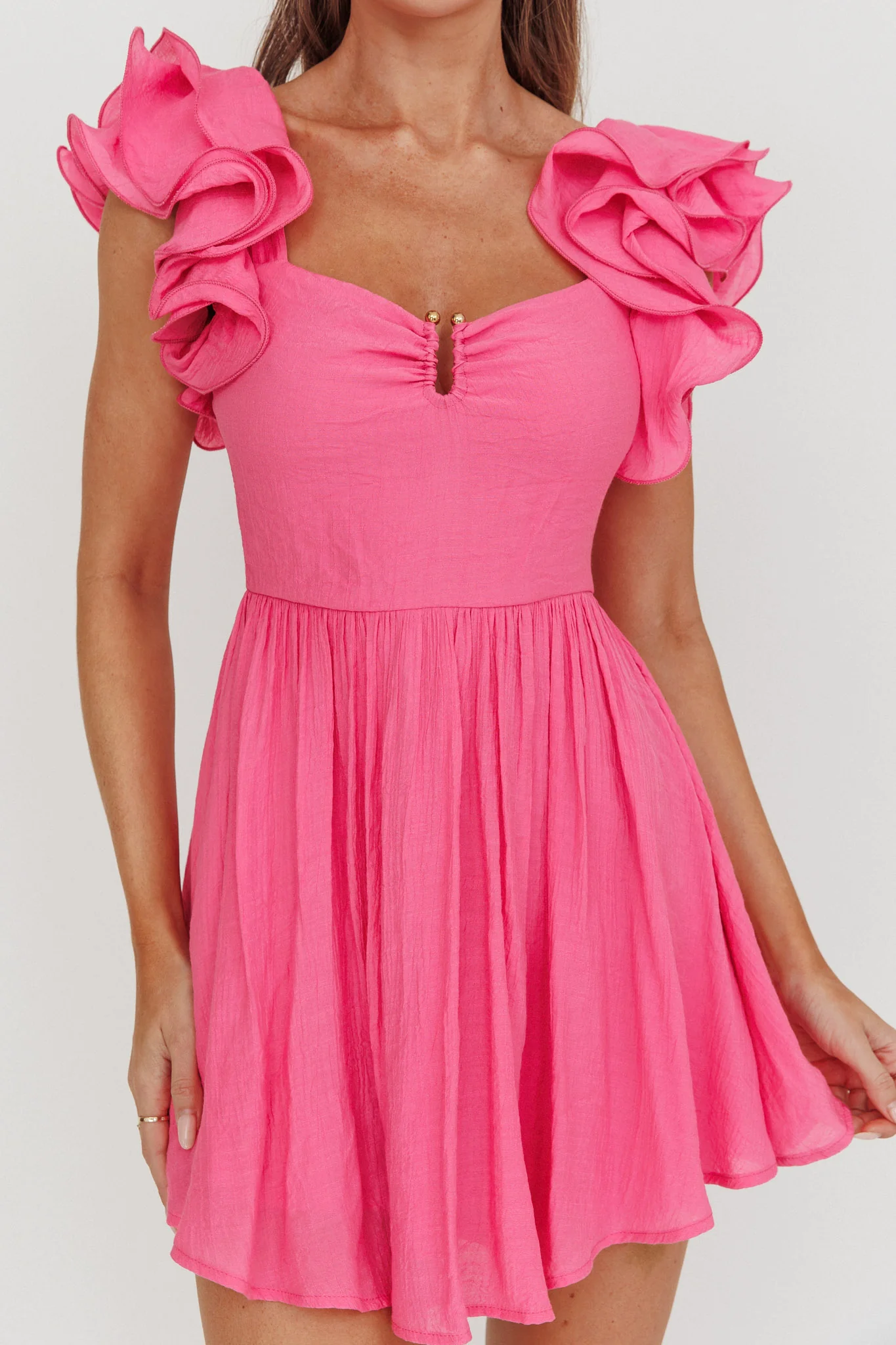 Sunday Dreams Ruffle Strap Mini Dress Pink - Image 4
