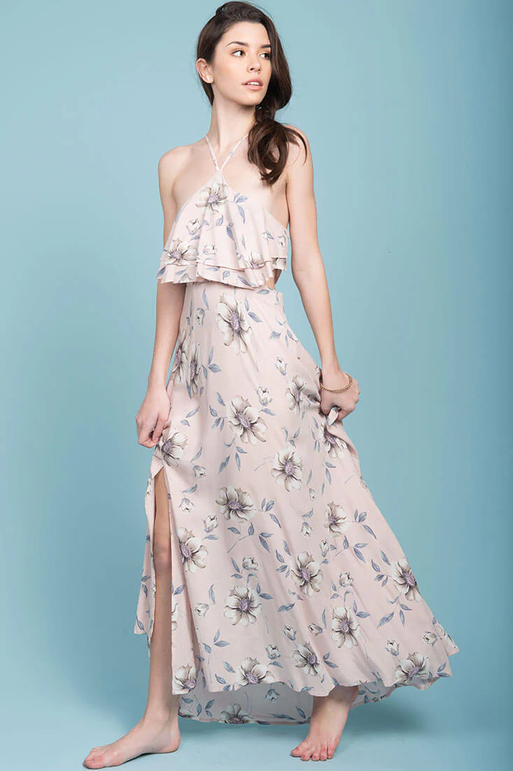 Sunday cutout Maxi Beach Dress Pink Floral - Image 3