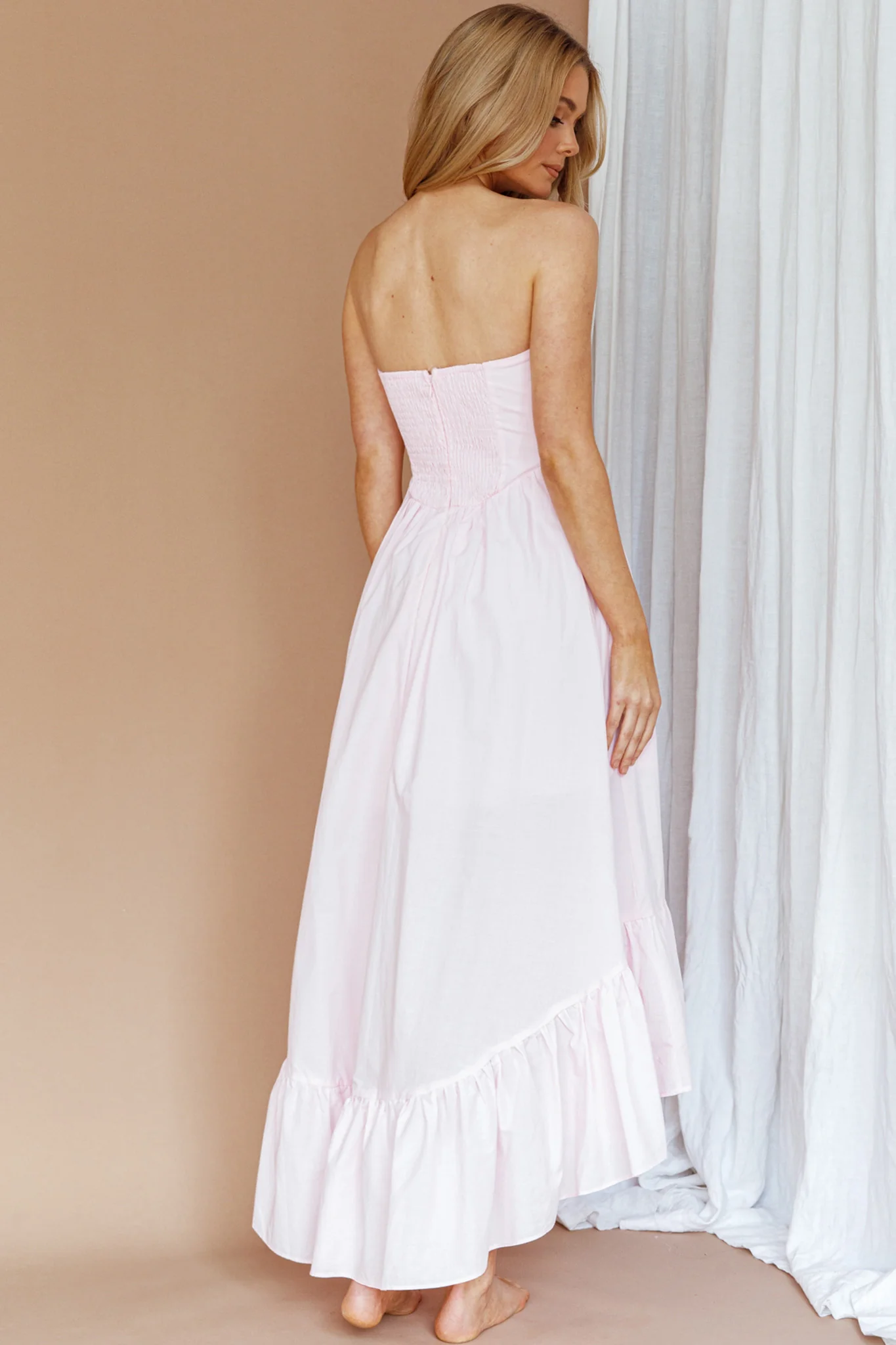 Sunday Mornings Ruched Bust Midi Dress Pink - Image 2