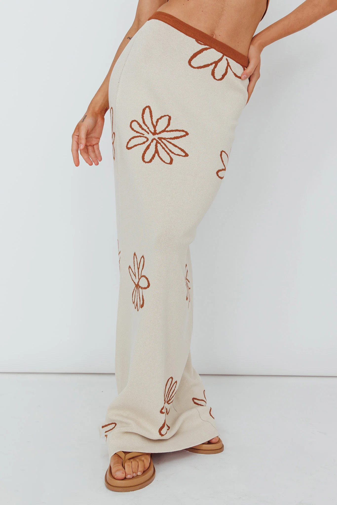 Sunland Knit Maxi Skirt Flower Oat Mocha - Image 4