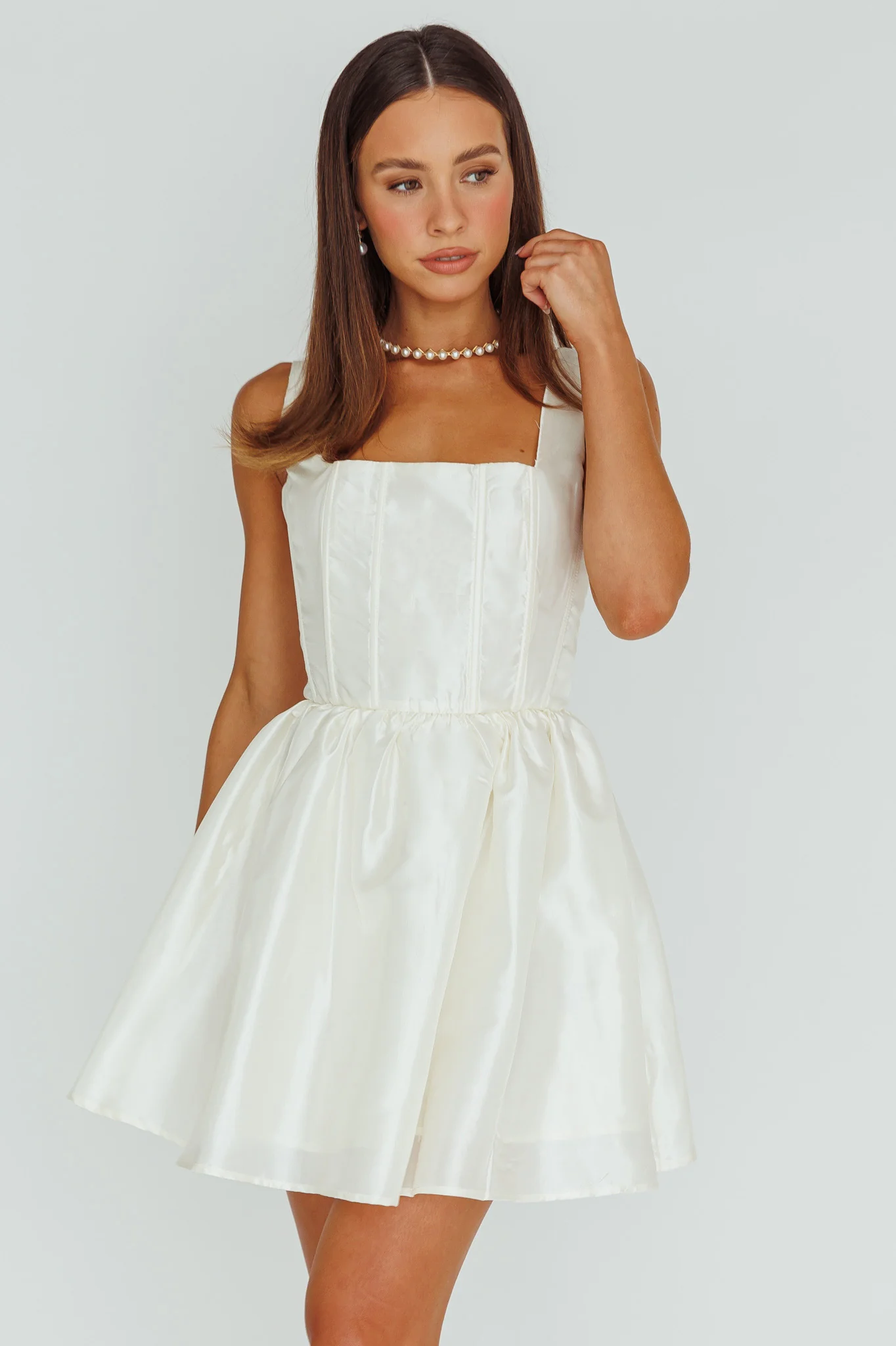Suri Corset Bust Mini Dress Ivory - Image 6