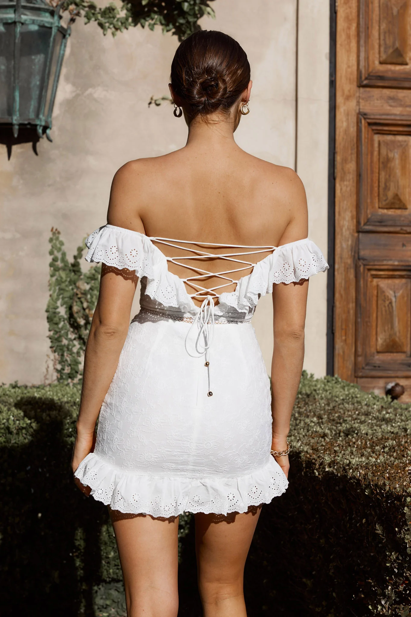 Sweet Melody Sweetheart Neckline Off-Shoulder Dress Lace White - Image 2