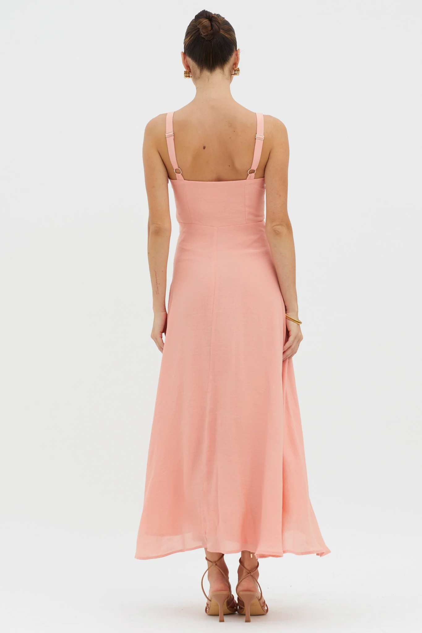 Sweet Pea Tied Bust A-Line Midi Dress Peach - Image 2