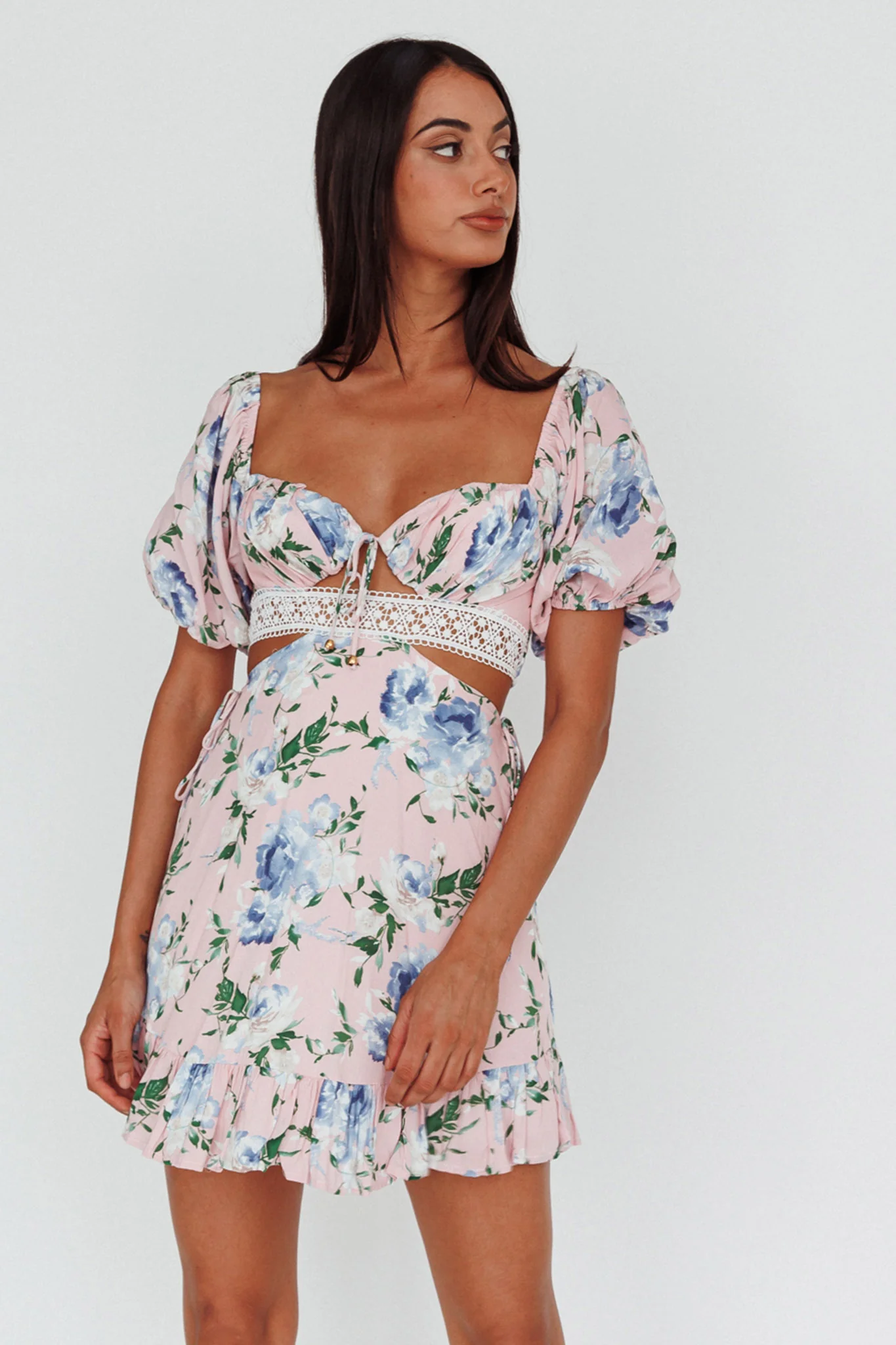 Sweet Romance Cut-Out Mini Dress Pink - Image 5