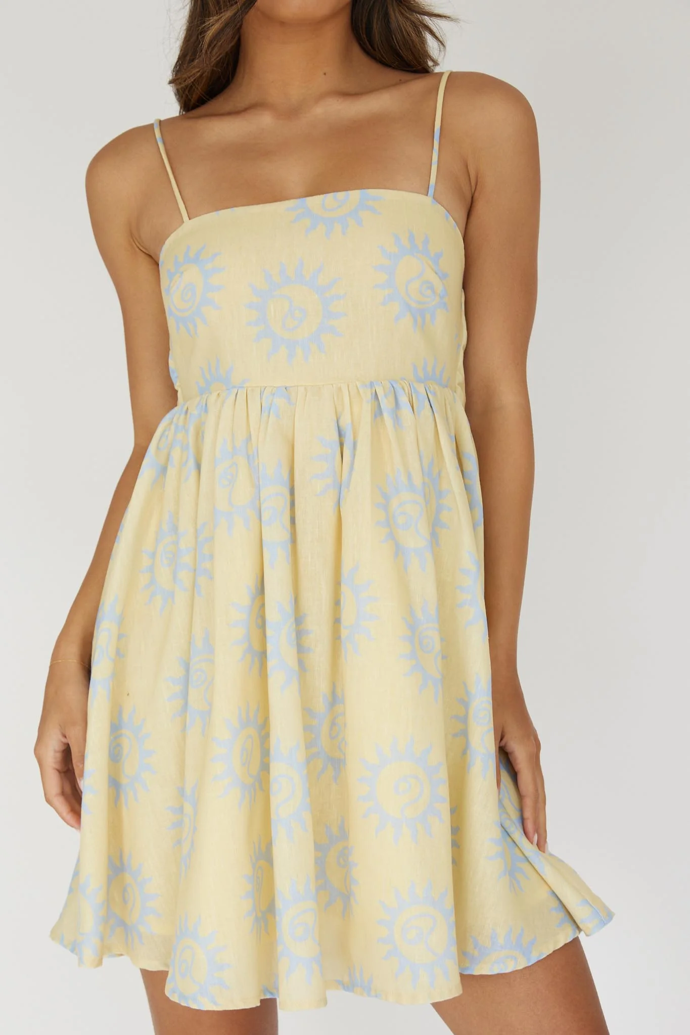 Sweet Solace Back Tie Mini Dress Sun Yellow - Image 4