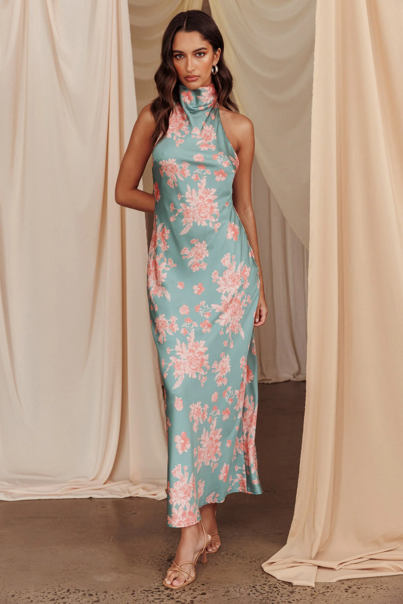 Sweetest Sundays Halterneck Open Back Dress Mint - Image 3
