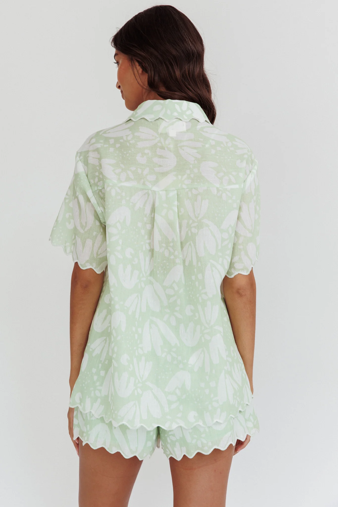 Swing Of Things Scalloped Edge Shirt Print Sage - Image 3