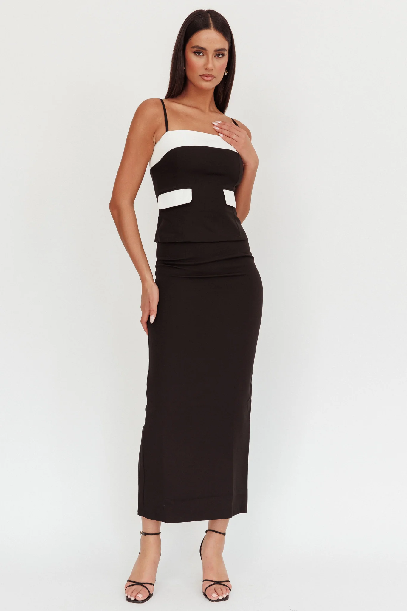 Switched On Faux Pocket Cami Top Black - Image 3