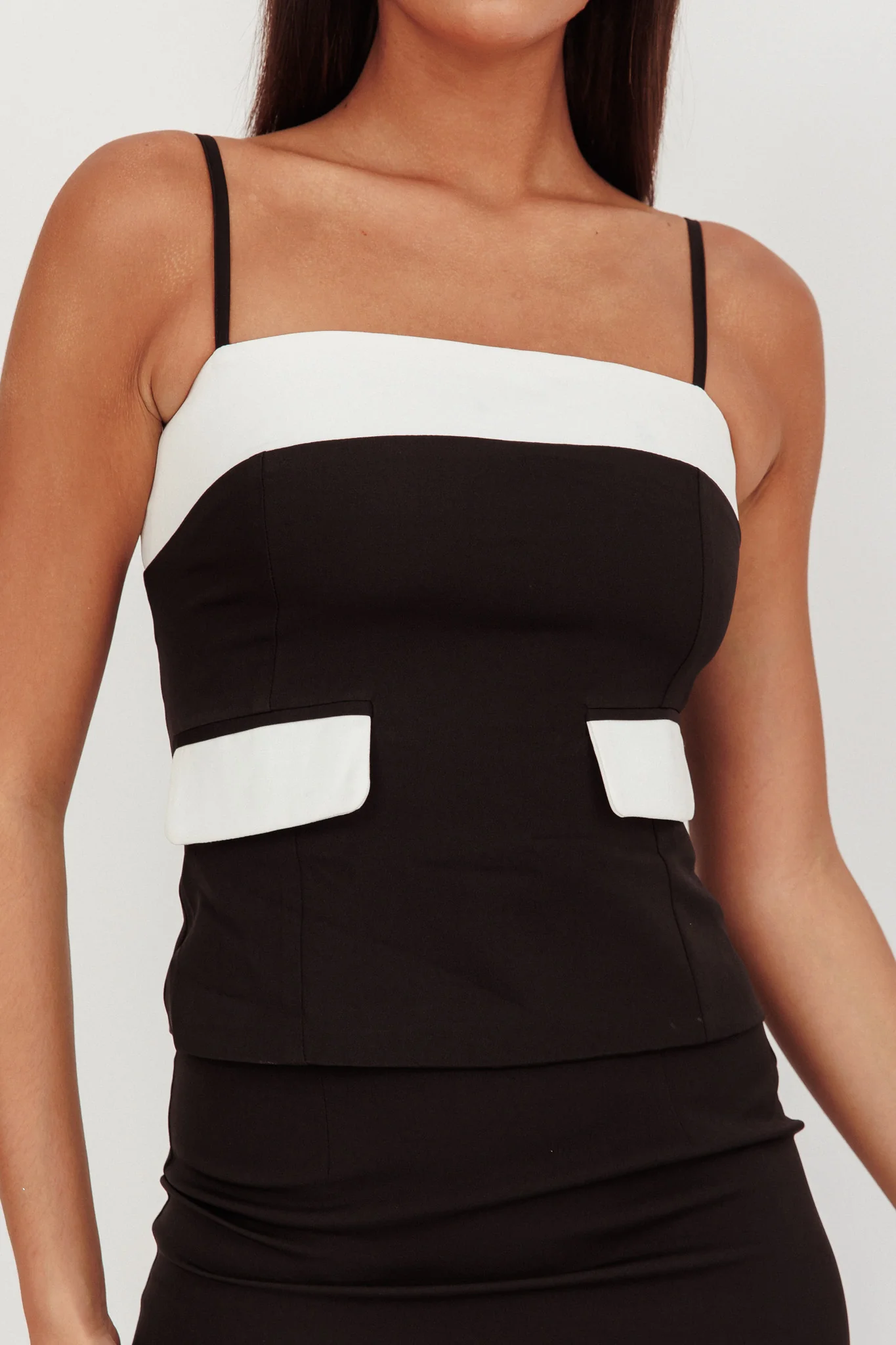 Switched On Faux Pocket Cami Top Black - Image 5