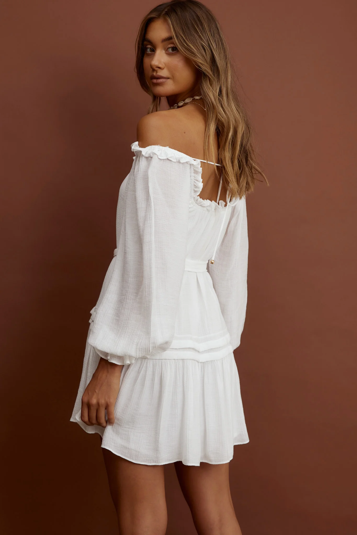 Sycamore Off- Shoulder Pintuck Dress White - Image 2